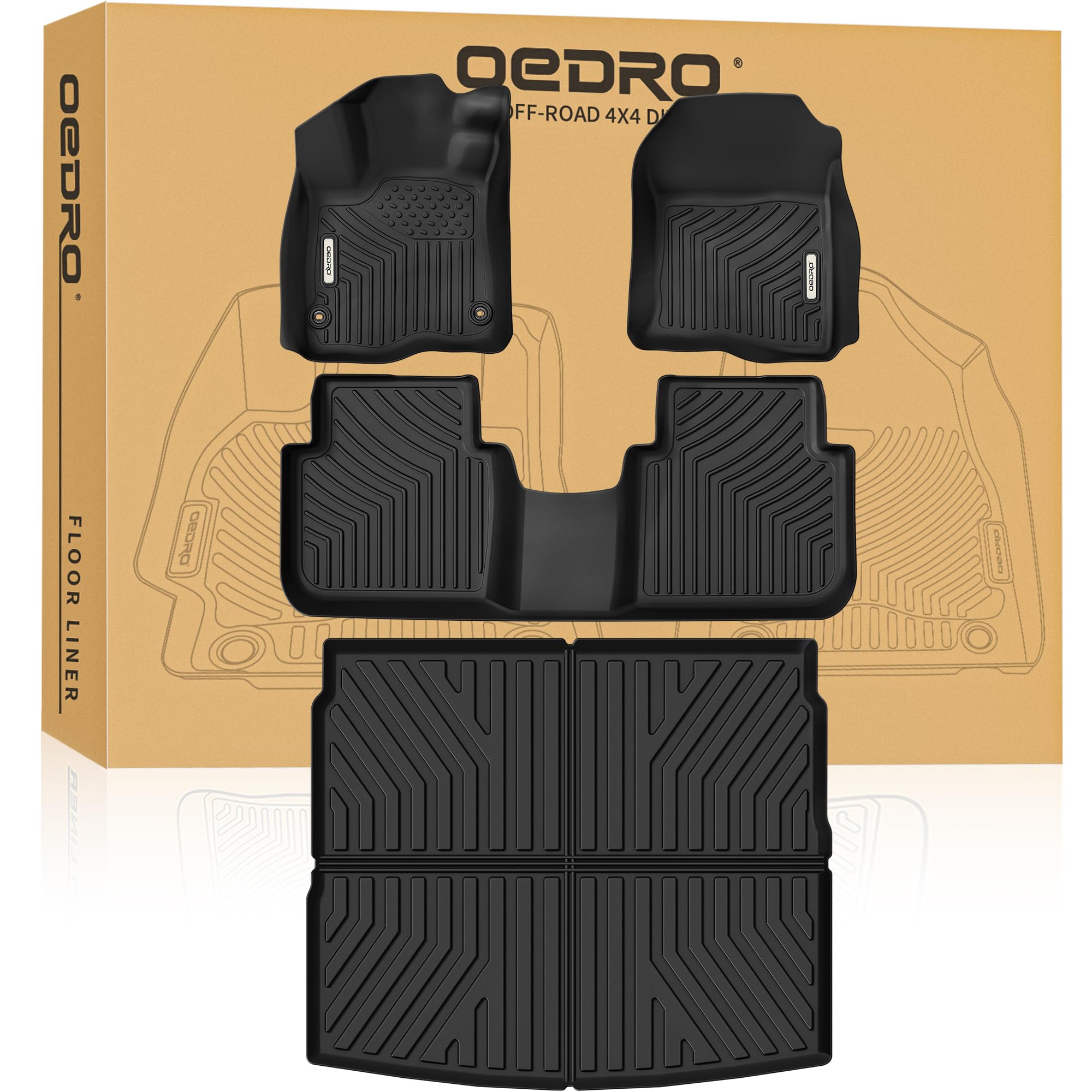 Oedro Floor Mats & Cargo Liner Fit For Honda Crv 2025 2024 2023 (Include Hybrid Models), Tpe All Weather Custom Fit Crv Floor Li