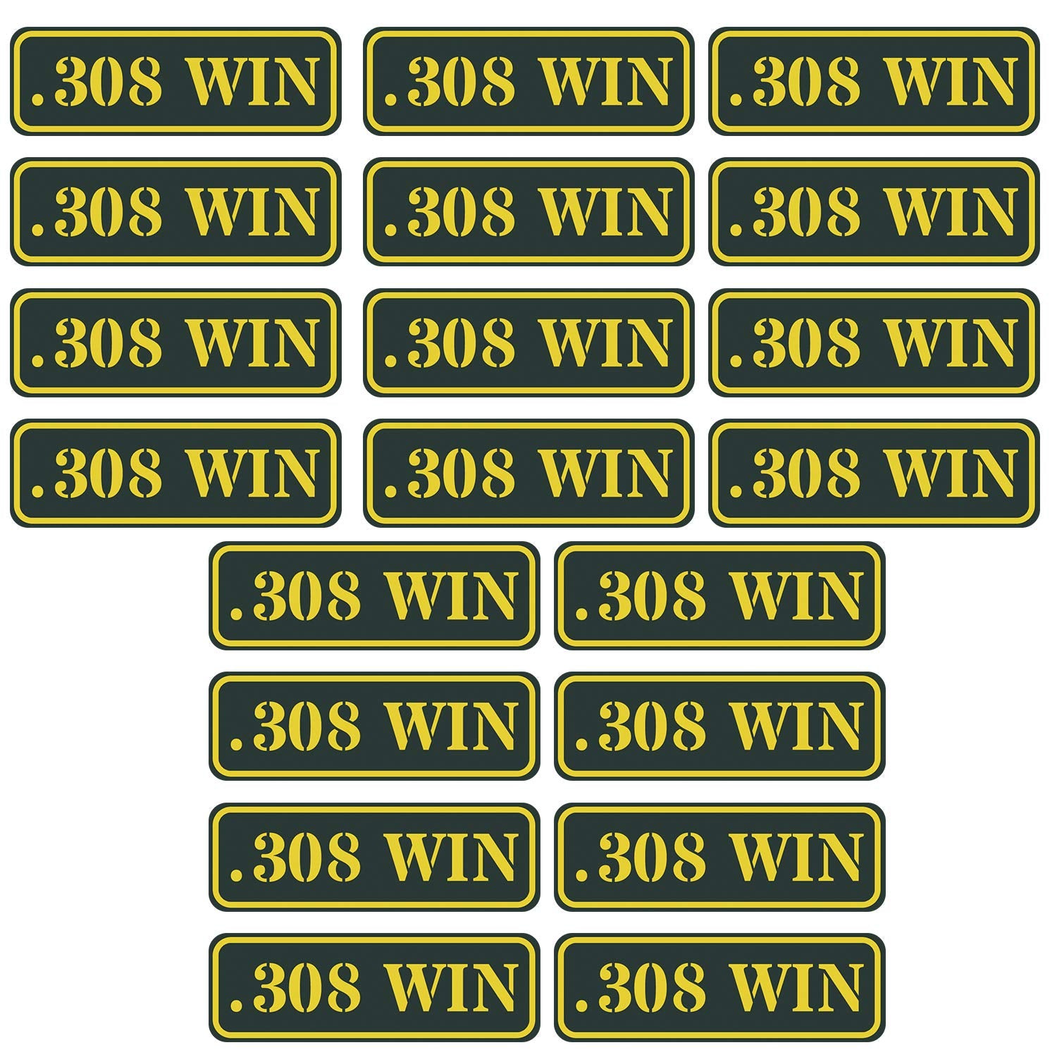 Aolamegs Ammo Can Vinyl Sticker Set Decal Label 9Mm 5.56 7.62 12Ga .22 .223 .308 .300 .380 .45 (20 Pack/.308)