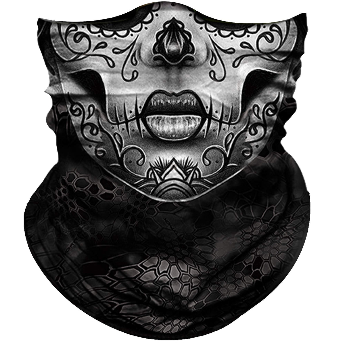 Obacle Skull Face Mask for Women Dust Wind UV Sun Protection Seamless Bandana Face Mask for Rave Festival Motorcycle Riding Bike