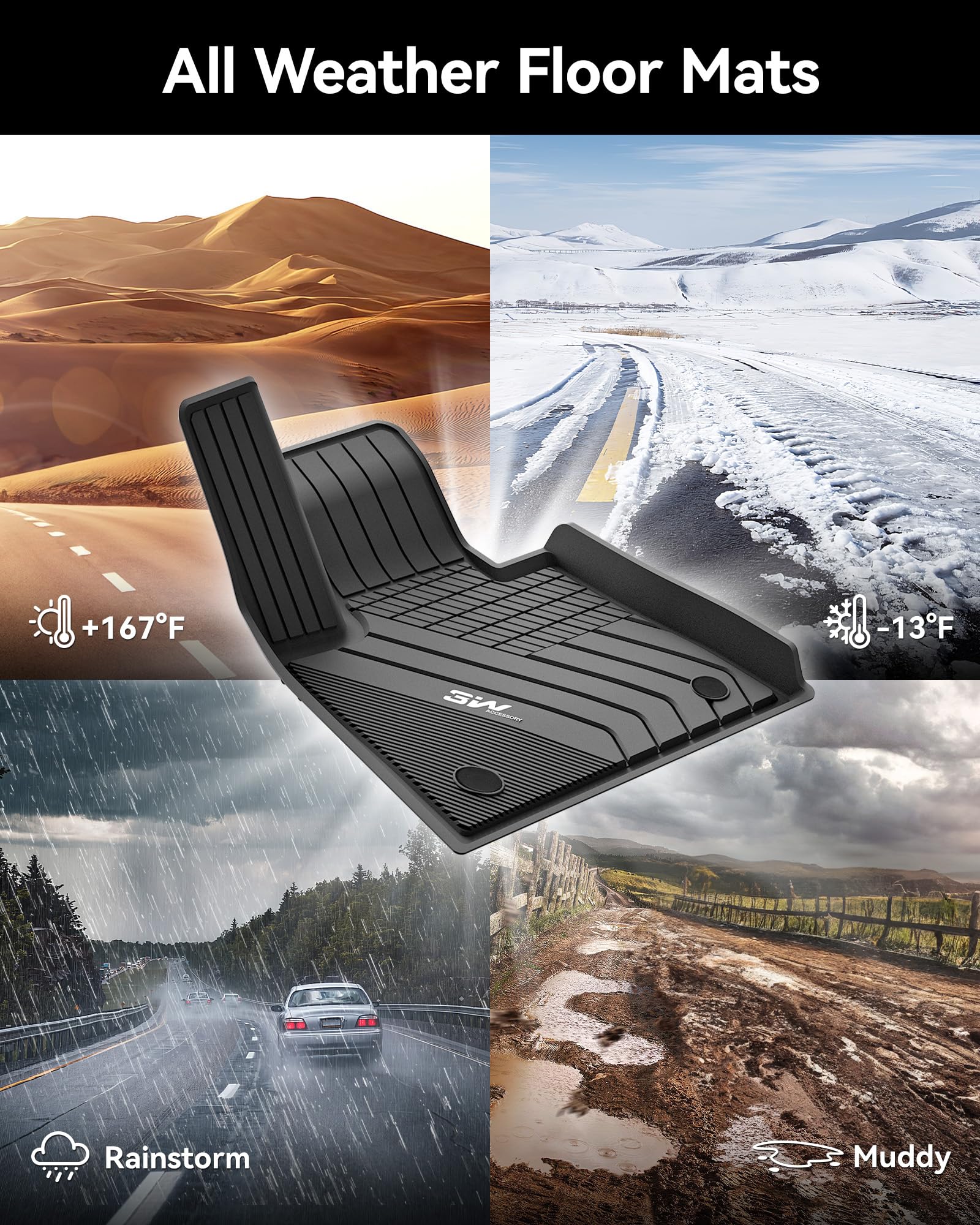 3W Bmw X6 Floor Mats Fit For 2020 2021 2022 2023 2024 2025 M/M50I/Sdrive40I/Xdrive40I G06 All-Weather Tpe Floor Liner For Bmw X6