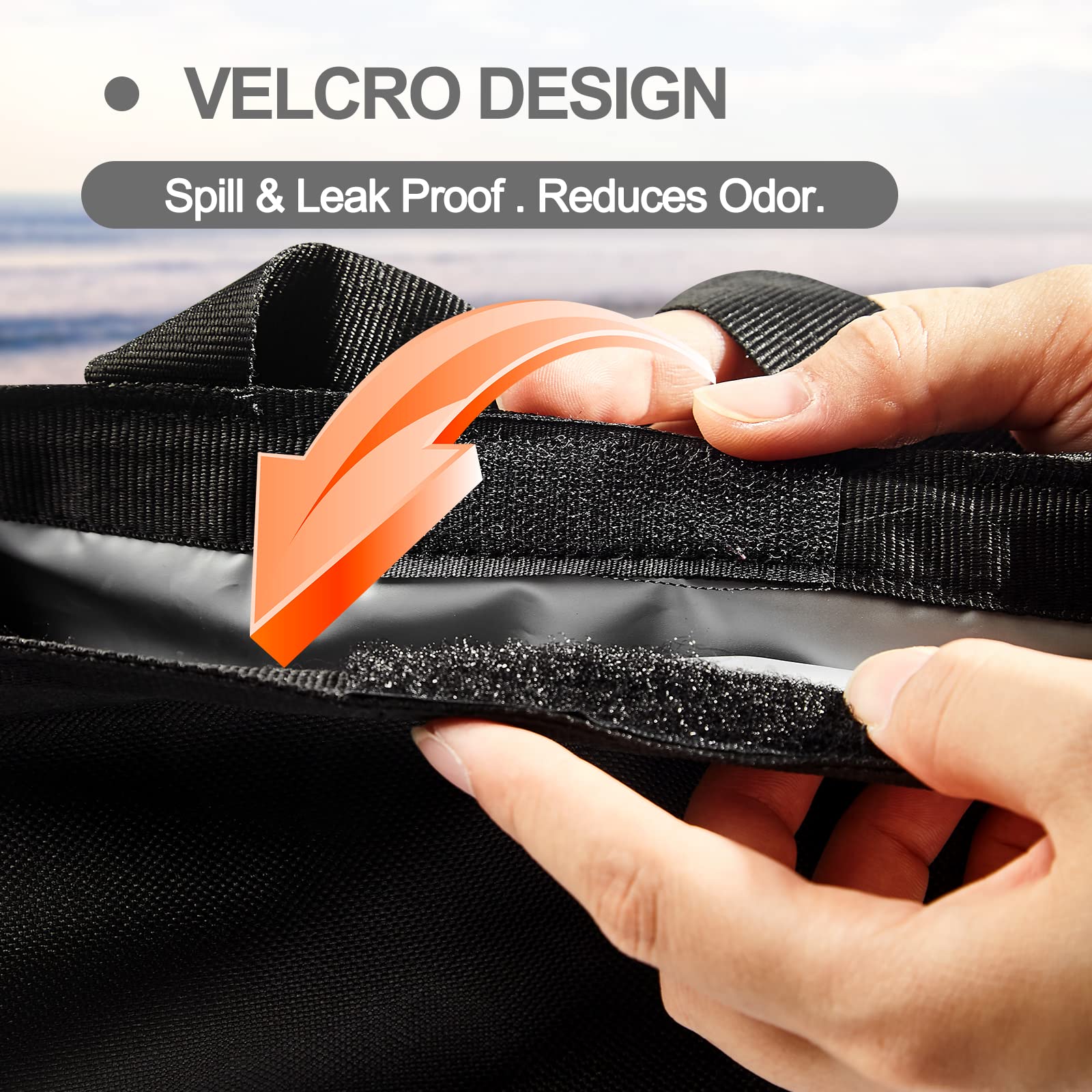 Wplhb Hanging Car Trash Bag, Washable Eco-Friendly Car Trash Can, Car Garbage Bag With Storage Pockets, For Outdoor Traveling Vehicles (Black)