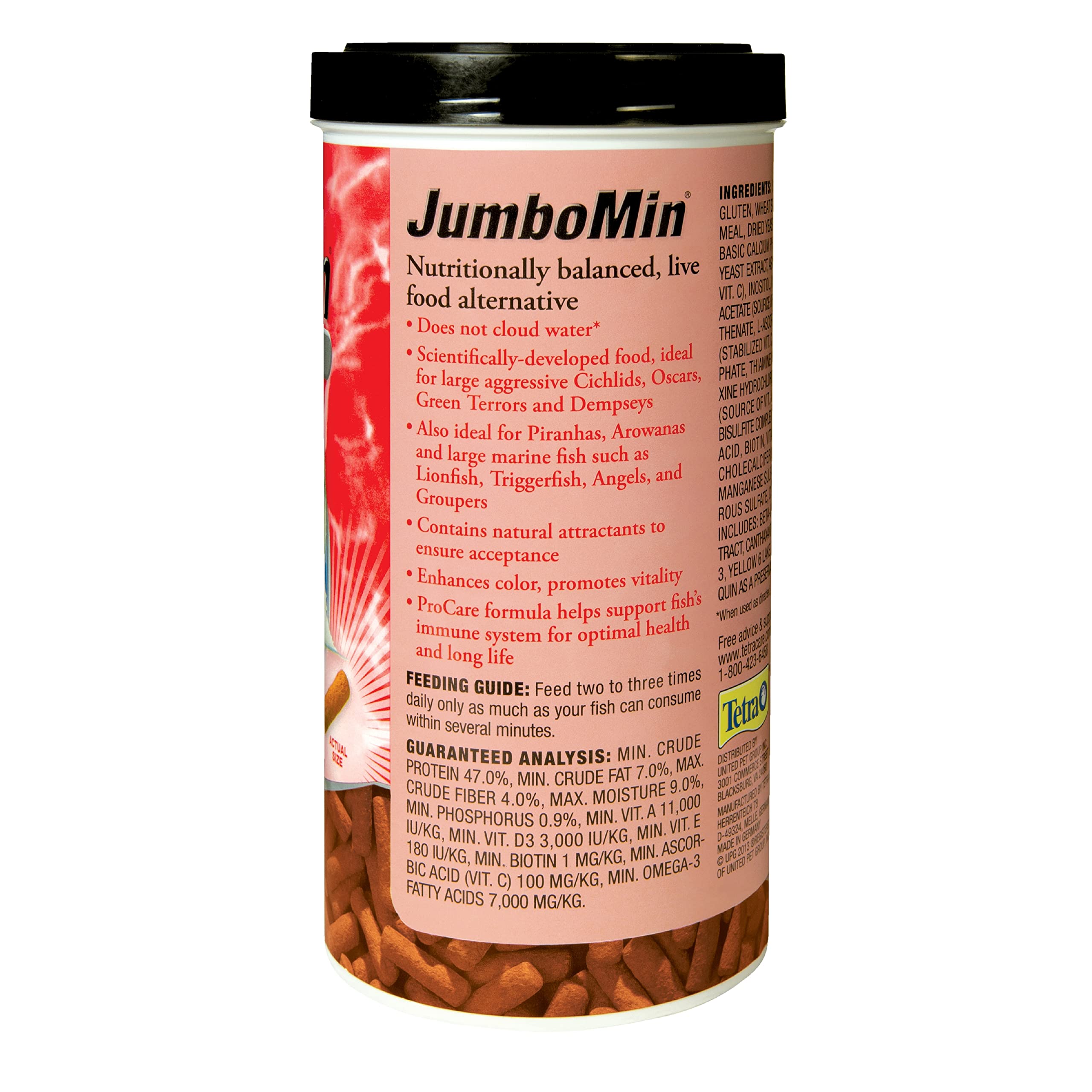 Tetra JumboMin Large Floating Sticks, 7.4 oz, Ideal for Fish, Blues & Purples, High-Quality Fish Food, 1-Liter Pack