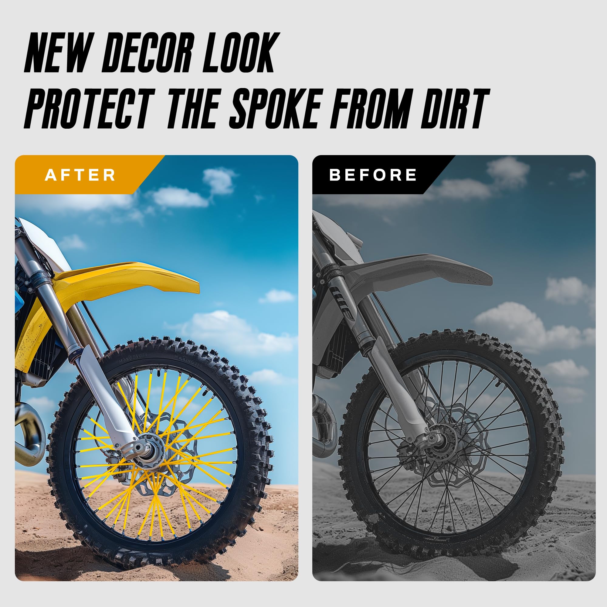 JZY Universal Bicycle Bike Spoke Covers - 72Pcs Motorcycle Wheelchair Wheel Spoke Wraps, Dirt Bike Spoke Skin, Pipe Trim for 8''