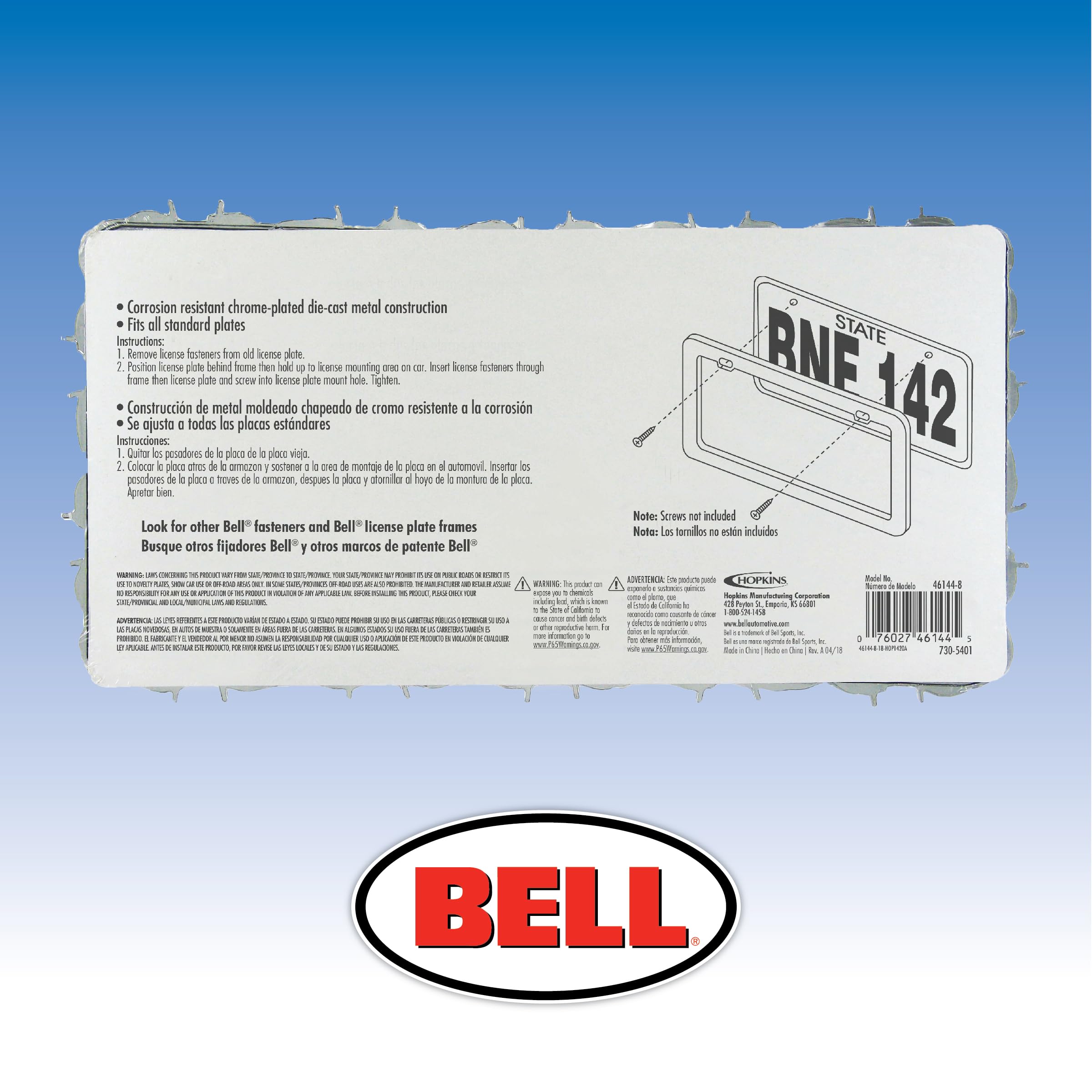 Bell Automotive 22-1-46144-8 Universal Barbed Wire Design License Plate Frame