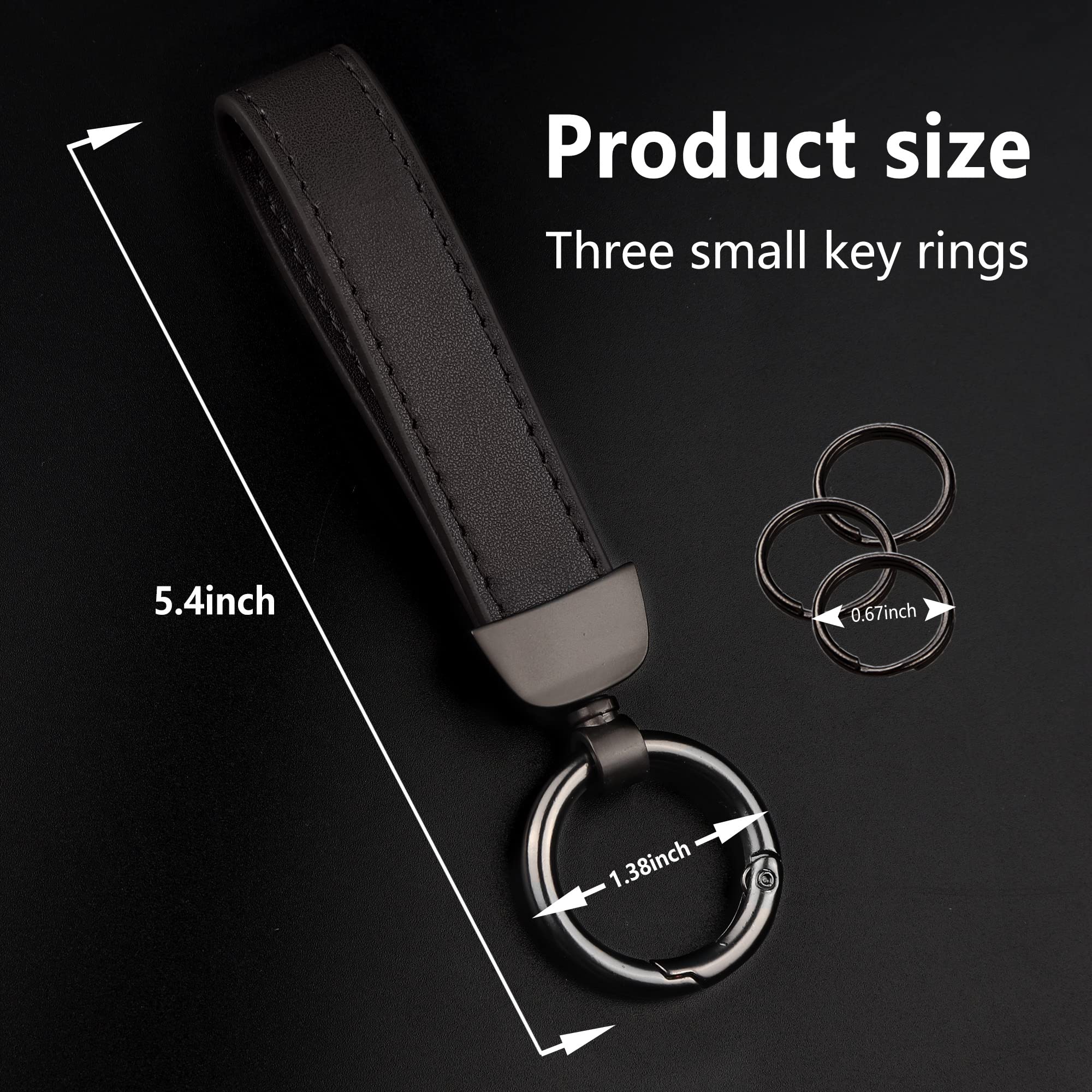 Turcee Leather Car Keychain,Creative Personality Leather Car Key Fob,Car Accessories Universal Key Fob Keychain For Men And Women (Black)