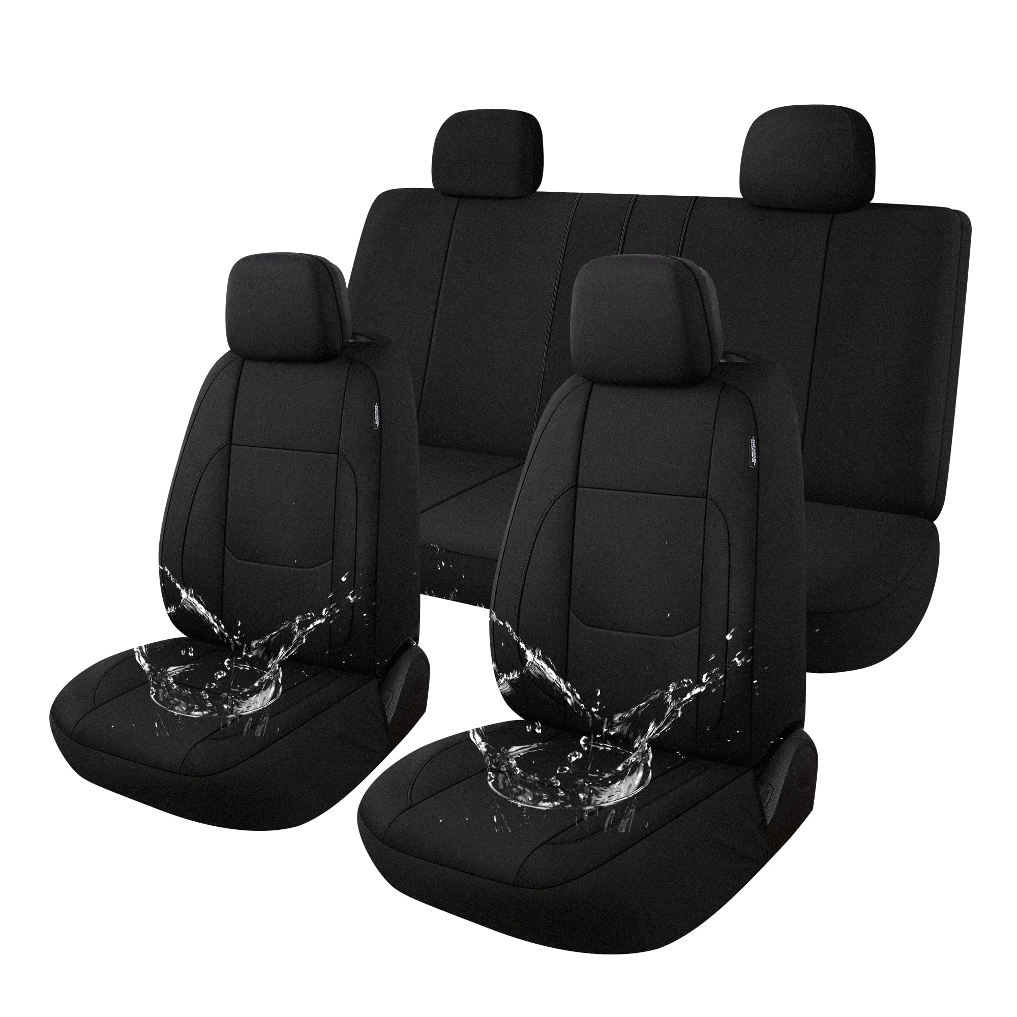 Pariitadin Waterproof Car Seat Covers Full Set, Neoprene Seat Covers for Cars, Universal Fit Interior Covers for Most Cars Sedan