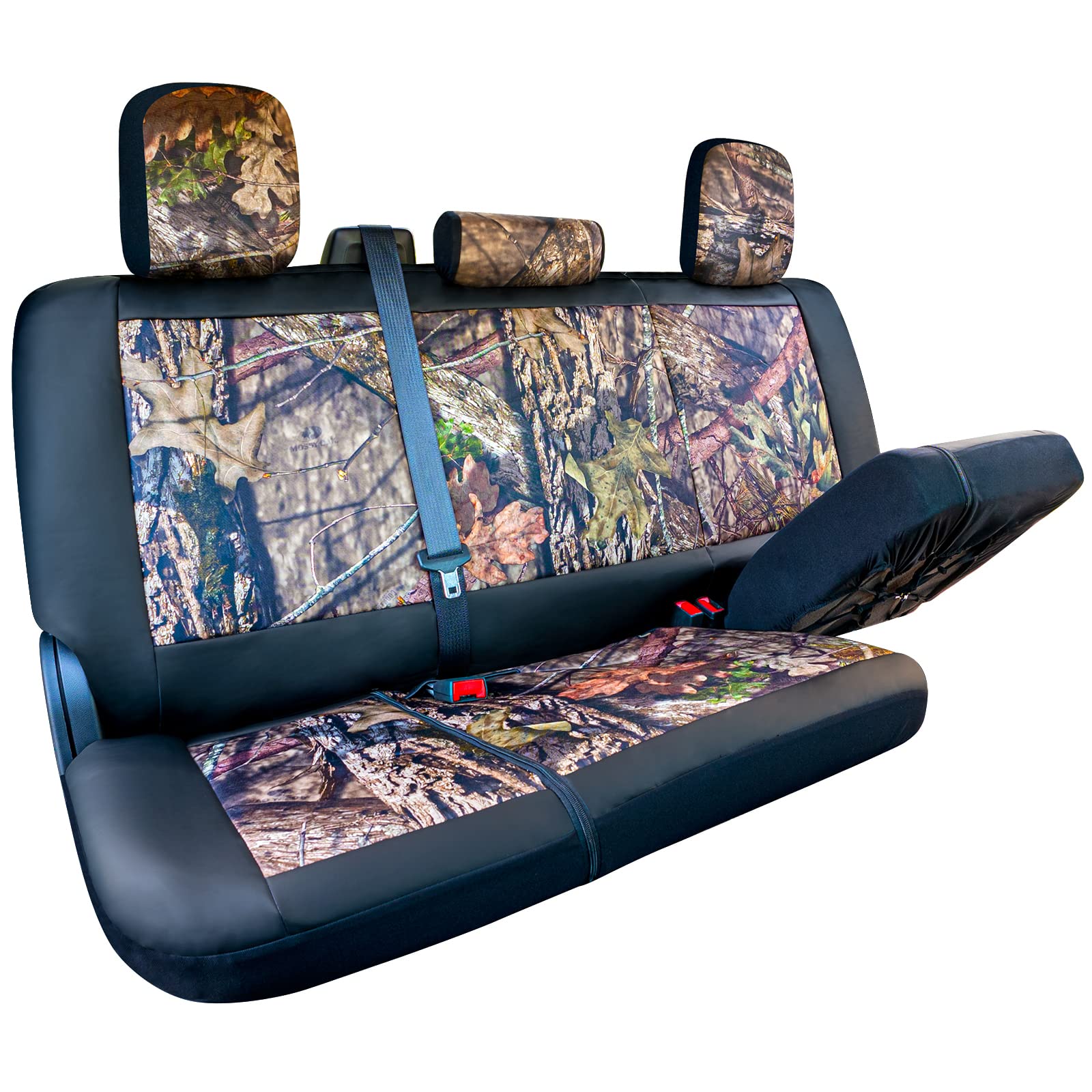 Lpi Truck Mossy Oak Camo Truck Bench Seat Cover Fits All Full-Size Silverado F-150 Ram Sierra Titan Tundra Pickup Trucks; Folding Bench Or Standard Bench Seats; 600D Oxford Fabric With Faux Leather