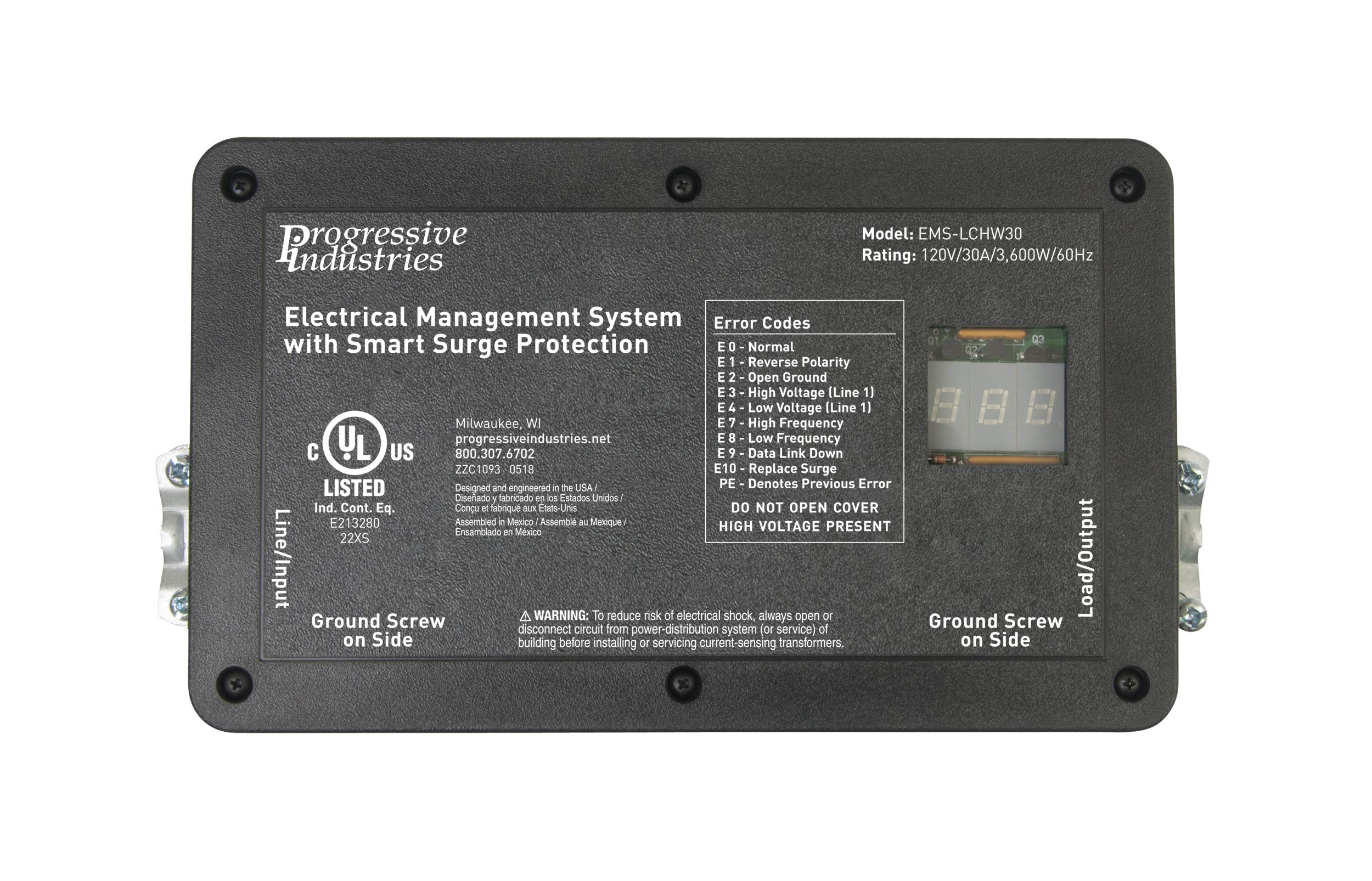 Progressive International Industries Ems-Lchw30 Hardwired Rv Surge And Electrical Protector - 30 Amp