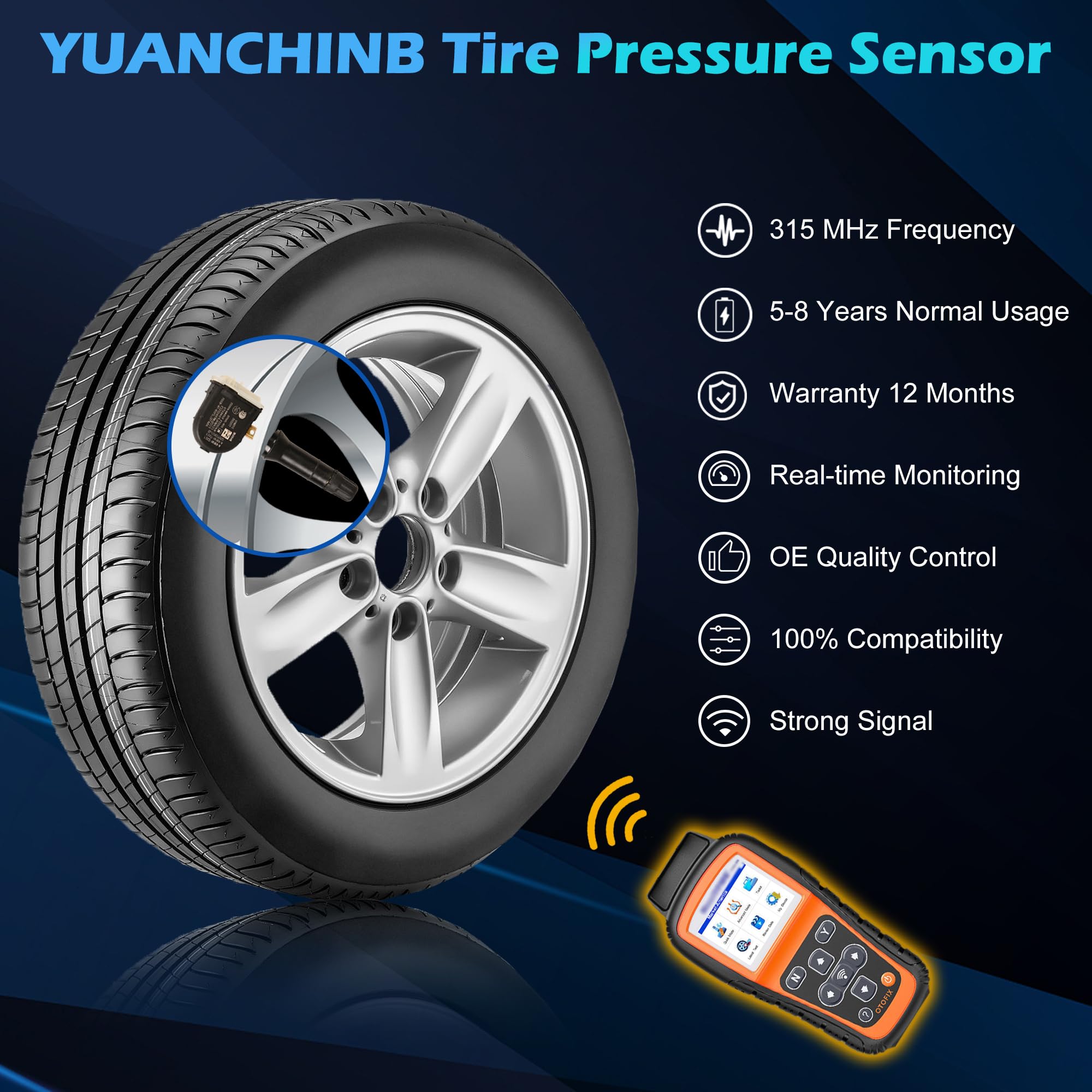 Tire Pressure Sensor 315Mhz Tpms Sensors 1Pcs Compatible With Ford F150 Edge Explorer Mus Tang Lincoln Mkt Replaces F2Gz-1A189-A