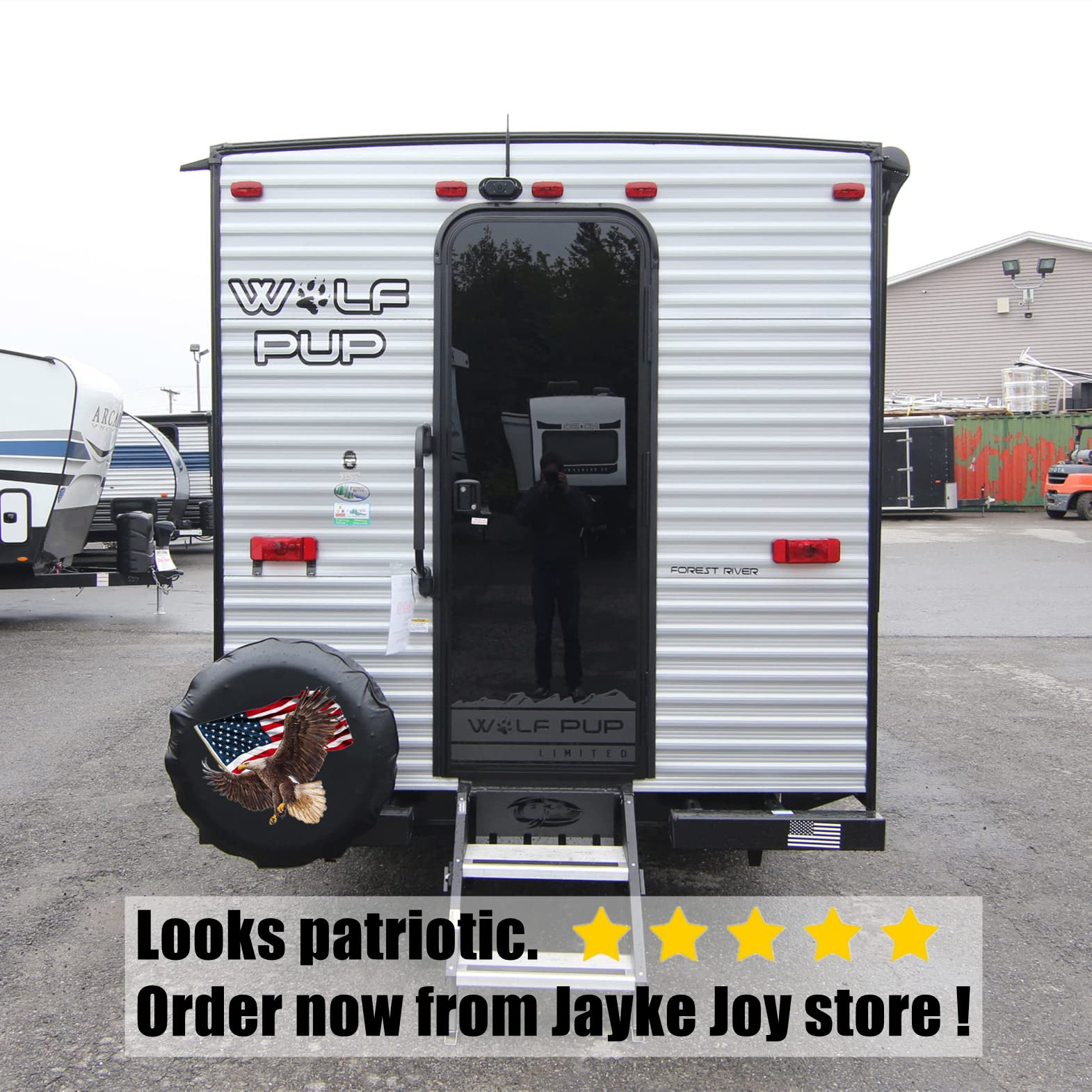 Spare Tire Cover, Wheel Cover With American Eagle Usa Flag Pvc Leather Waterproof Dust-Proof Universal Fit For Jeep Trailer Rv S