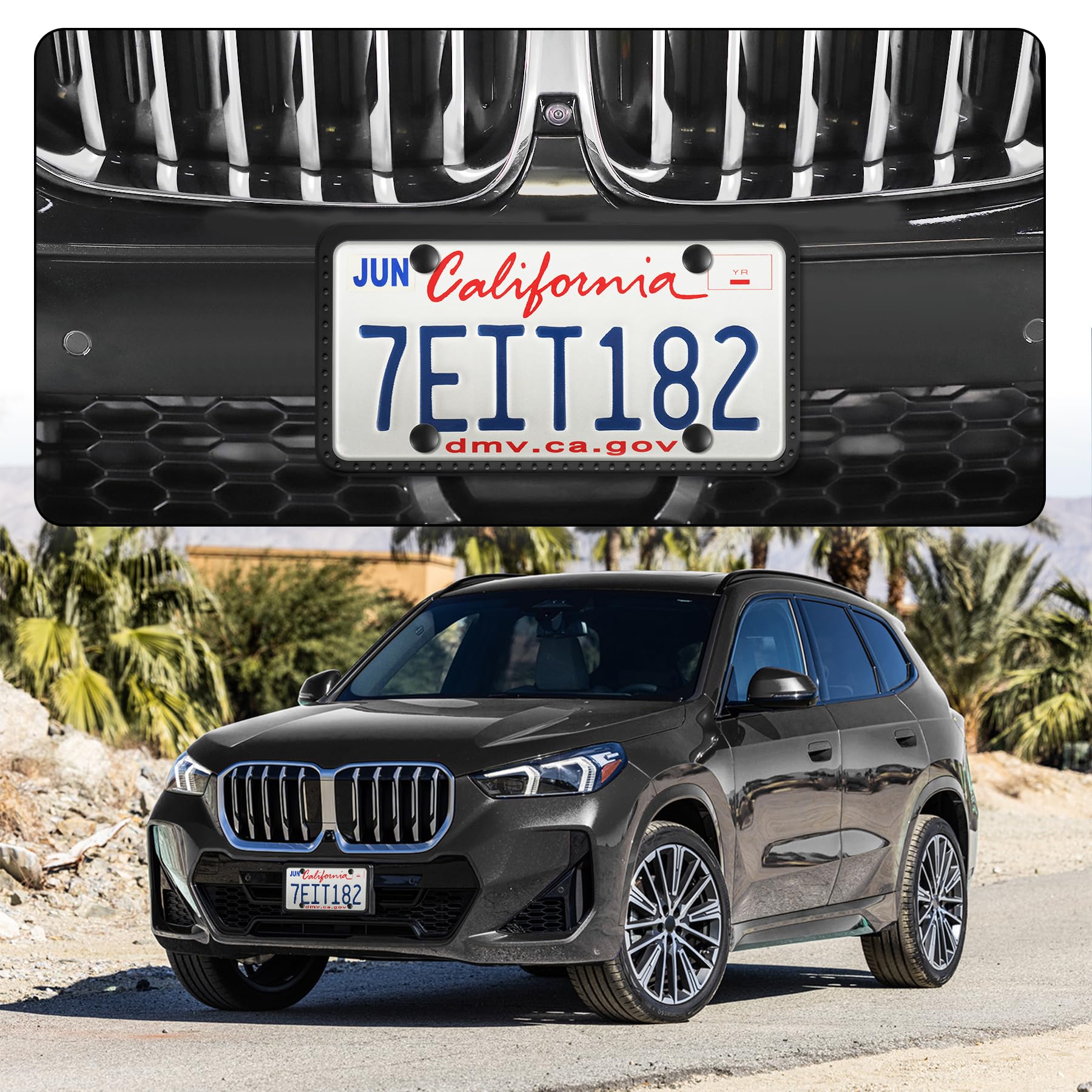 Livtee Silicone License Plate Frames Covers, 2 Pack Universal American Car Accessory License Plate Bracket Holder, Licence Plate Accessories - Black