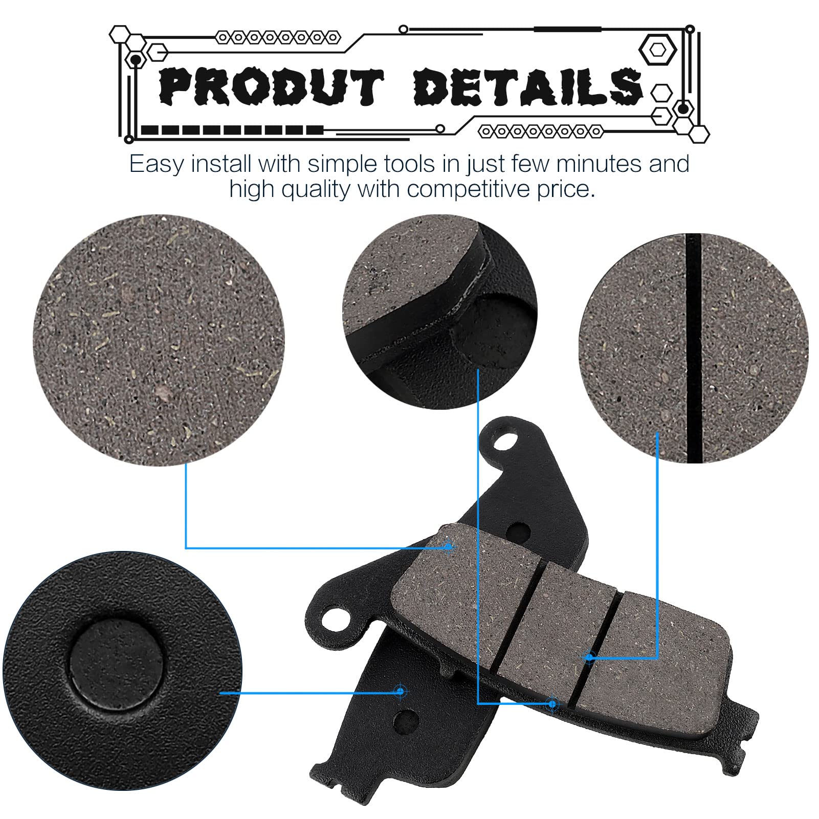 Locopow Front & Rear Brake Pads For Honda Cb500F Cb300F Cb500X Cbr250R Cbr300R Cbr500R Cmx300 Cmx500 Rebal 300 500 Ctx700 Nc700 Nc750 2011-2023