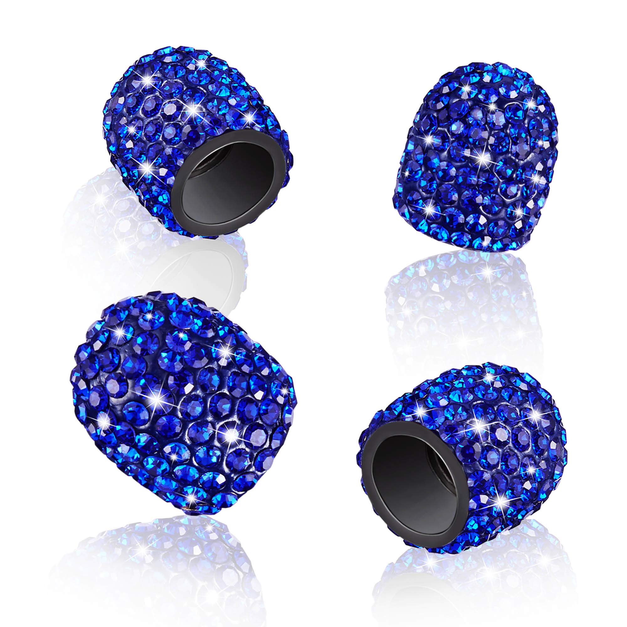 WINKA Navy Blue Rhinestone Tire Stem Valve Caps - Universal Fit, 4pcs Fashionable Diamond Valve Covers for Cars and Motorcycles