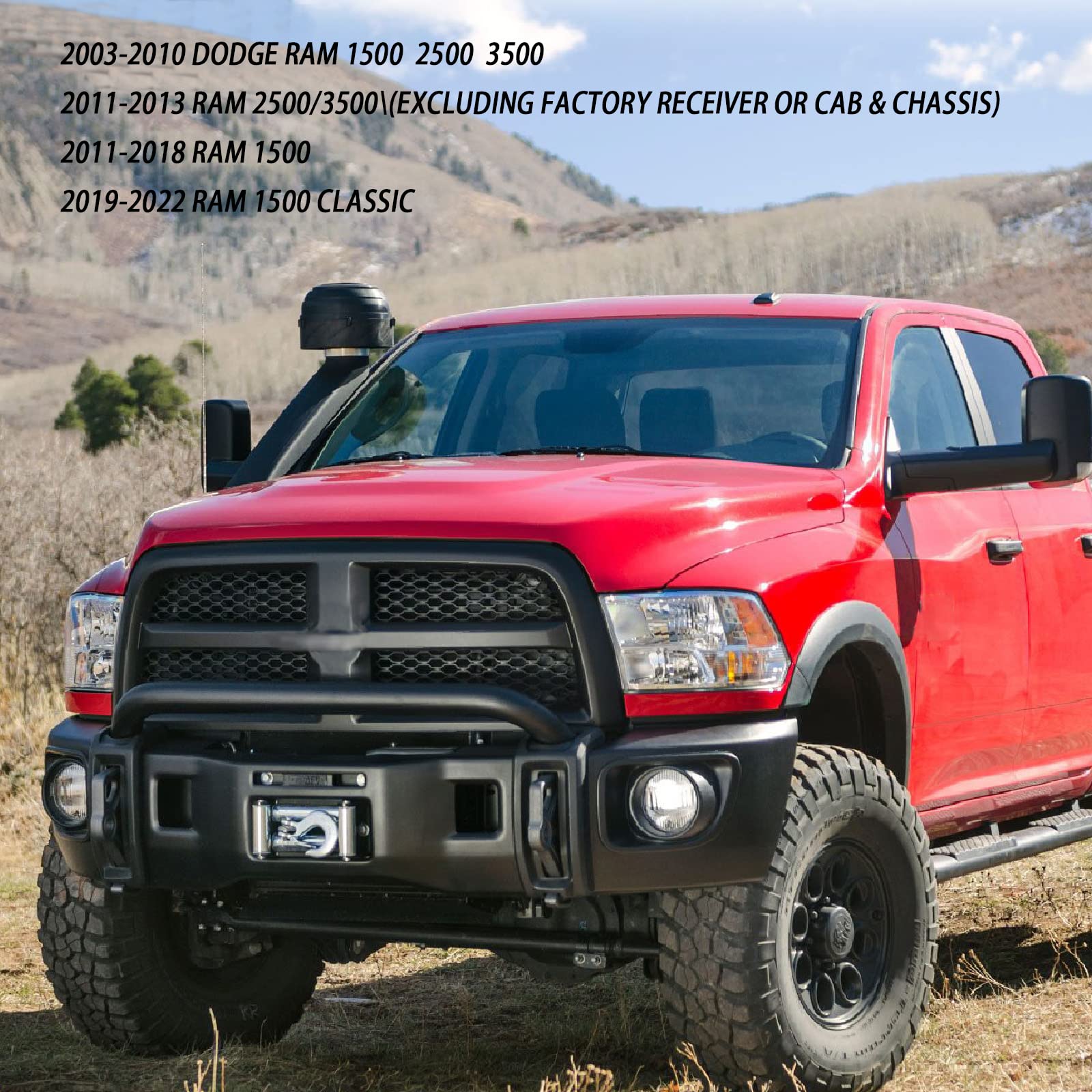 Aps Towing Trailer Hitch Receiver, 2 Inch Class 3 Trailer Hitch Compatible With Dodge Ram 1500 2500 3500 2003-2019, Towing Hitch