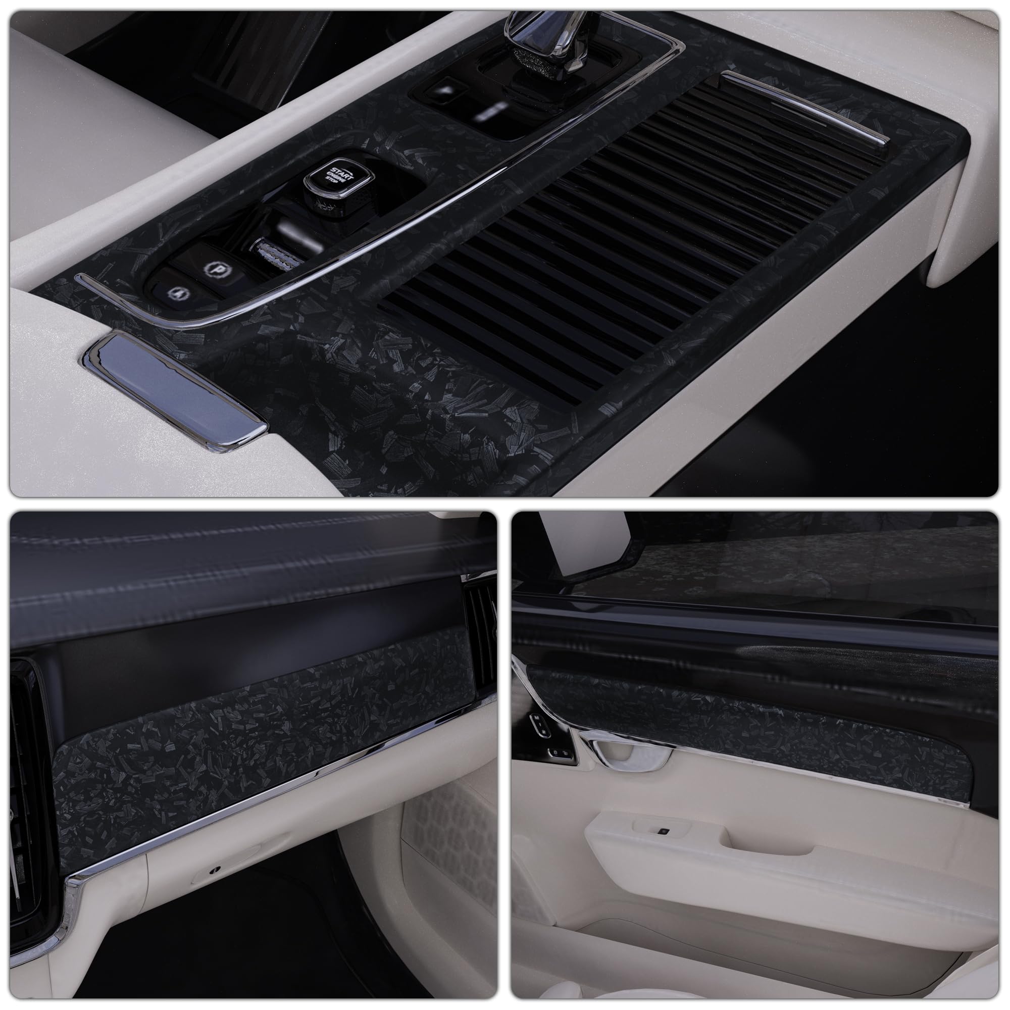 Lypumso Matte Black Forged Carbon Fiber Vinyl Wrap Roll, Anti-Wrinkle Bubble Free Replacement Car Sticker, Premium Self Adhesive