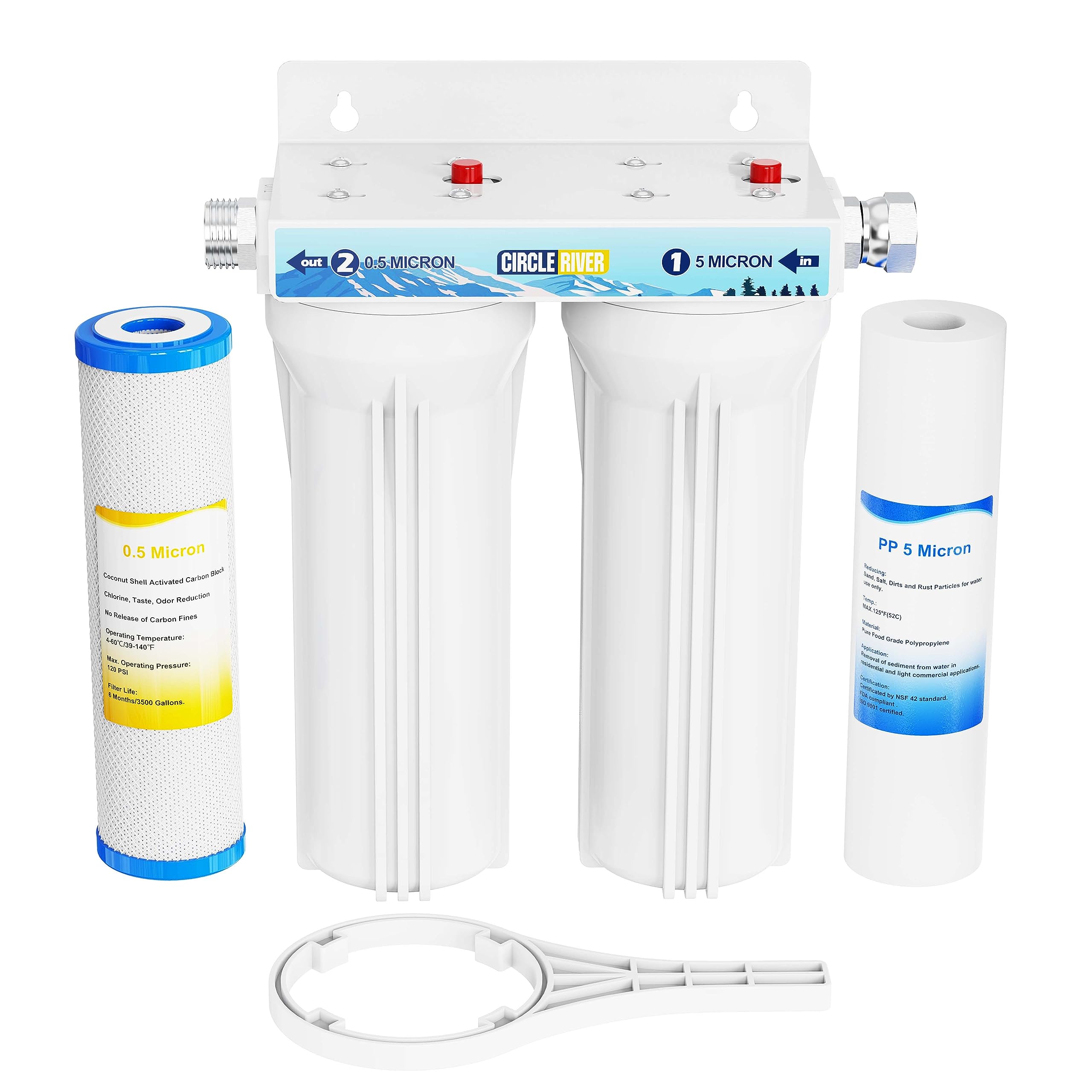 Circleriver External Rv Dual Water Filter System Two Filters And Mounting Bracket Included Premium Filtration & Bulit To Last, R