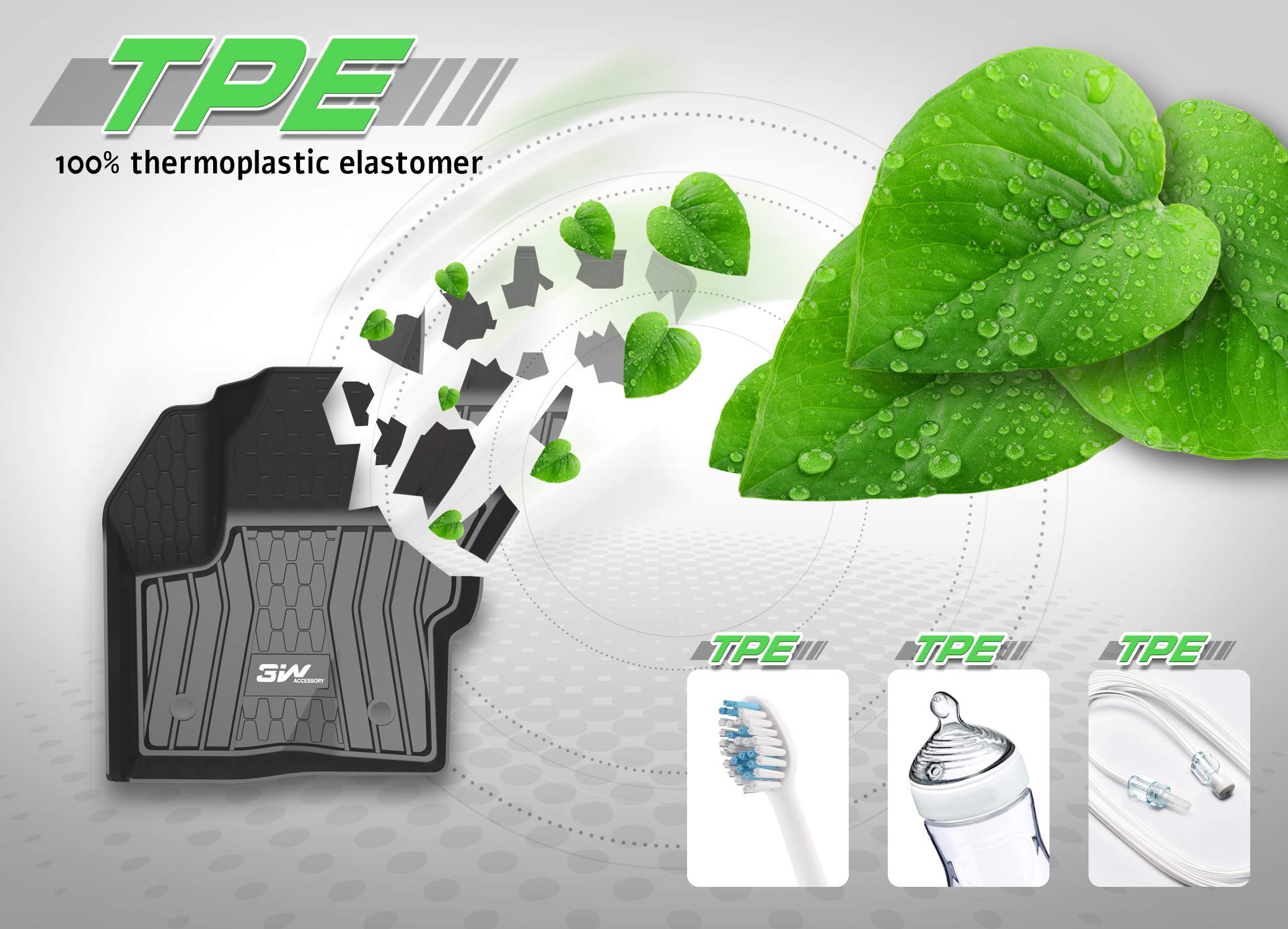 3W Floor Mats Compatible For Lincoln Mkc 2015-2022, Tpe All Weather Floor Liner Custom Fit 1St And 2Nd Rows Full Set Car Liners