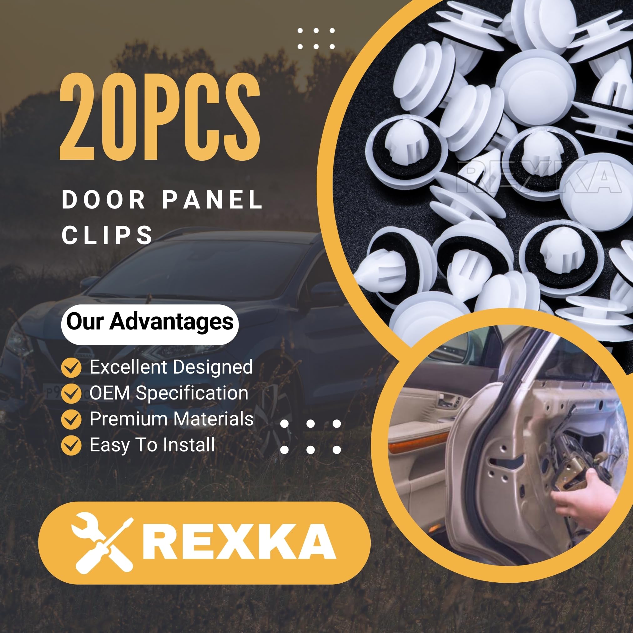 Rexka 20Pcs Door Trim Panel Clips Fastener Rivet Gj6R-68-Abx For Mazda Miata, Rx-8,Cx-9, Mazda 3, Mazda 5, Mazda 6, Mazdaspeed6