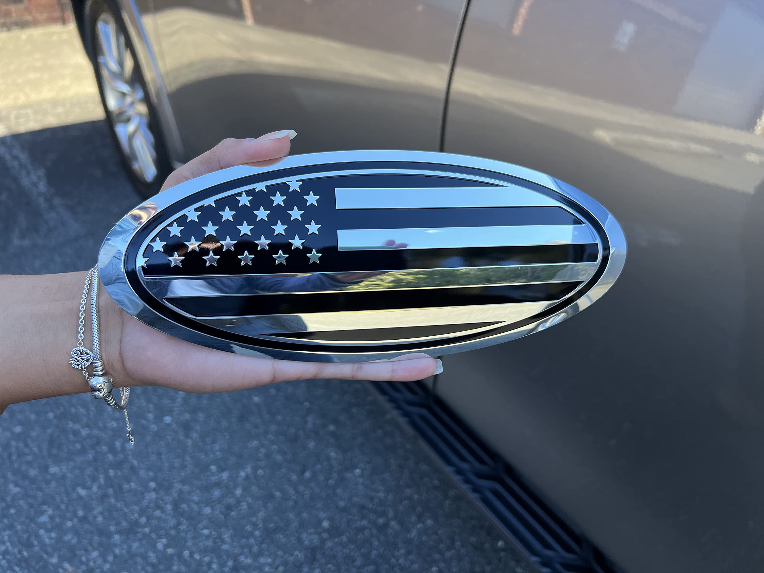 9.5'' inch Oval Decal Badge Nameplate for F150 2015-2021 Front Rear (Chrome, 9.5'')