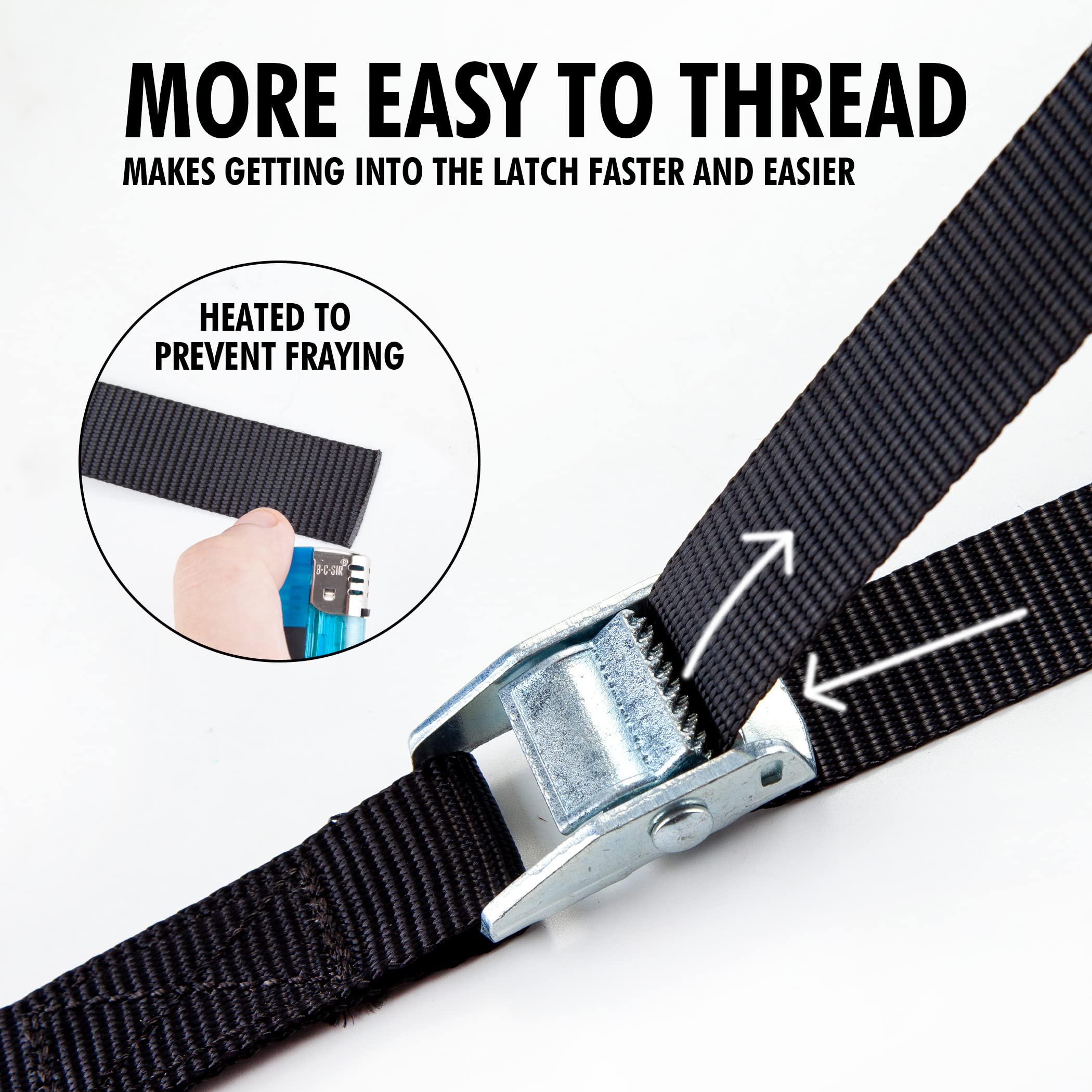 Cartman 1'' X 12' Lashing Straps Cargo Tie-Down Strap Up To 600Lbs, 16Pk In Carry Bag, Black