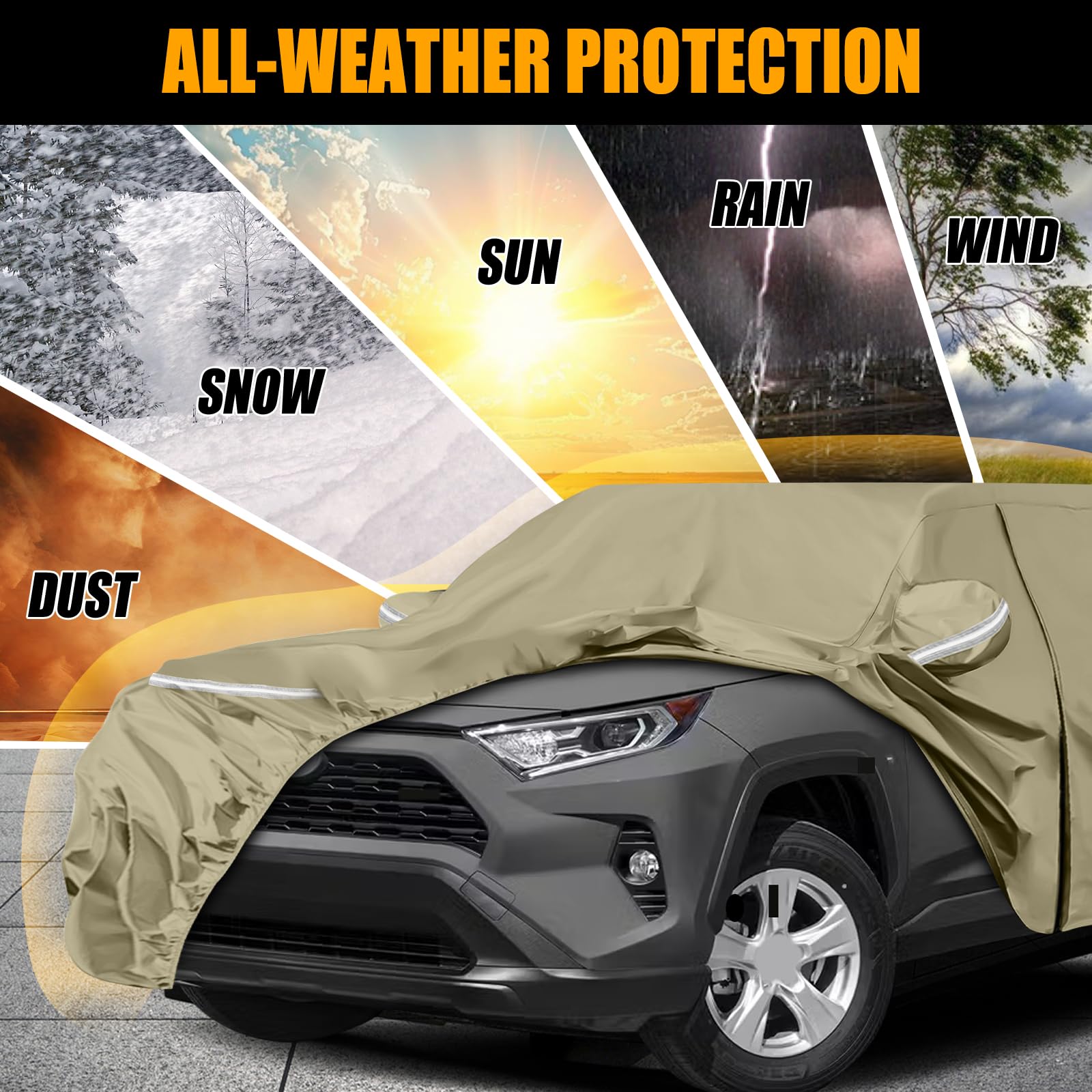 Waterproof Car Covers Replace for 1987-2006 Jeep Wrangler, Multilayer Heavy Duty with Cotton Liner All Weather Custom-fit Car Co
