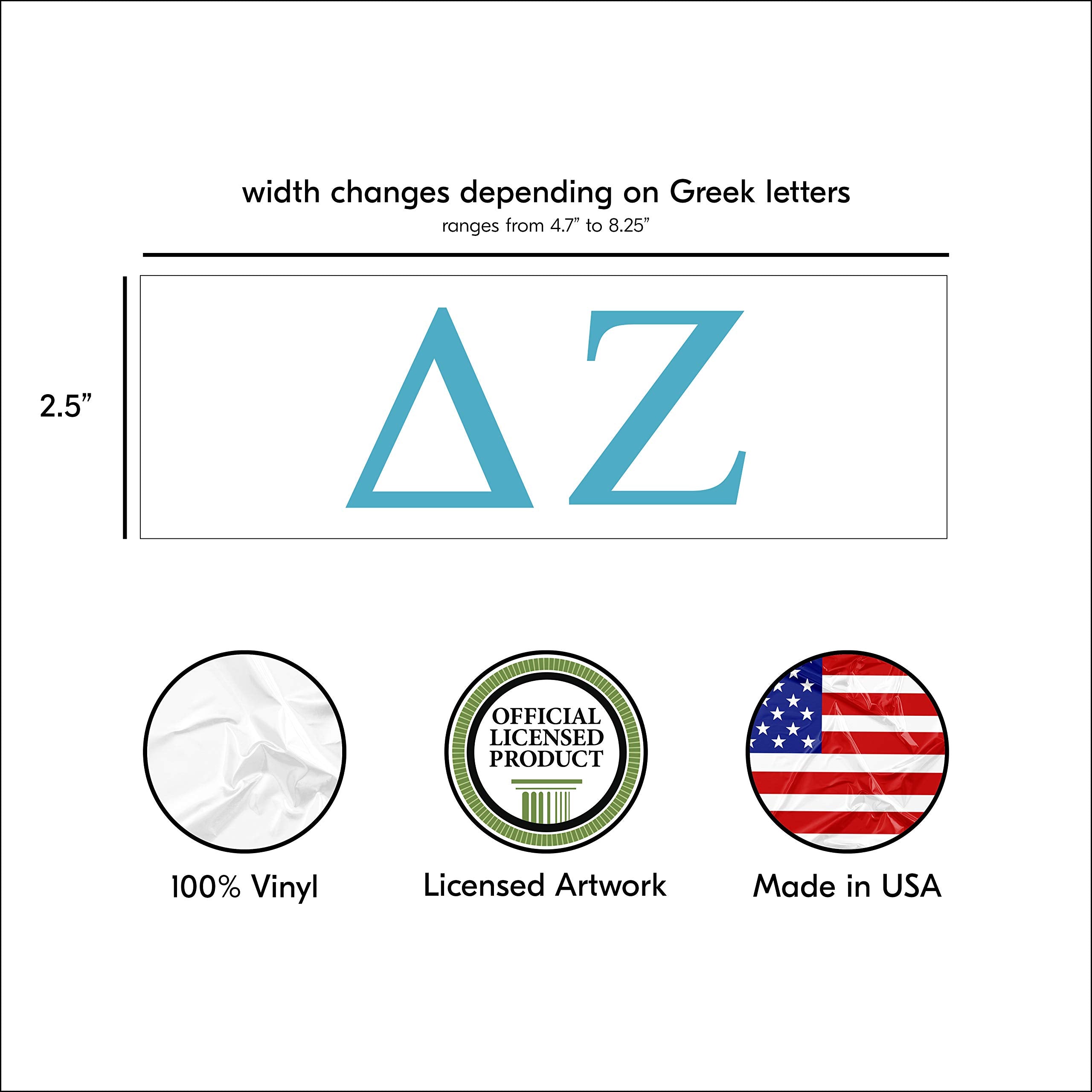 Pro-Graphx Delta Zeta Greek Sorority Sticker Decal, 2.5 Inches Tall, Sky Blue