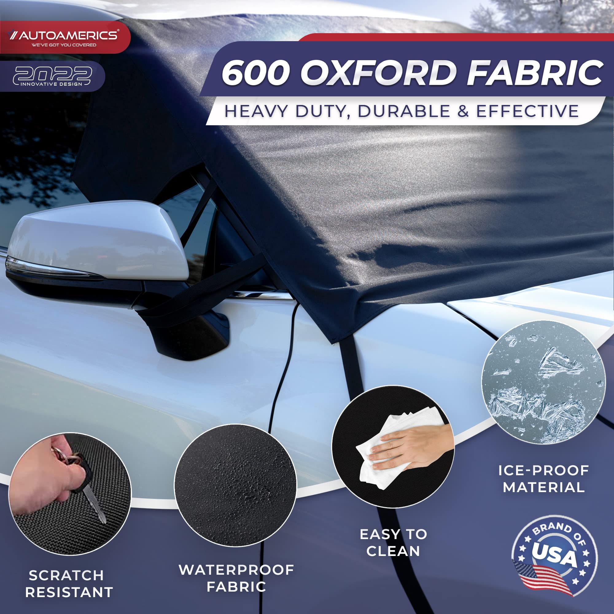 Autoamerics Windshield Snow Cover - Windshield Cover For Ice And Snow - Waterproof Shield Window Protector For Car Truck Suv