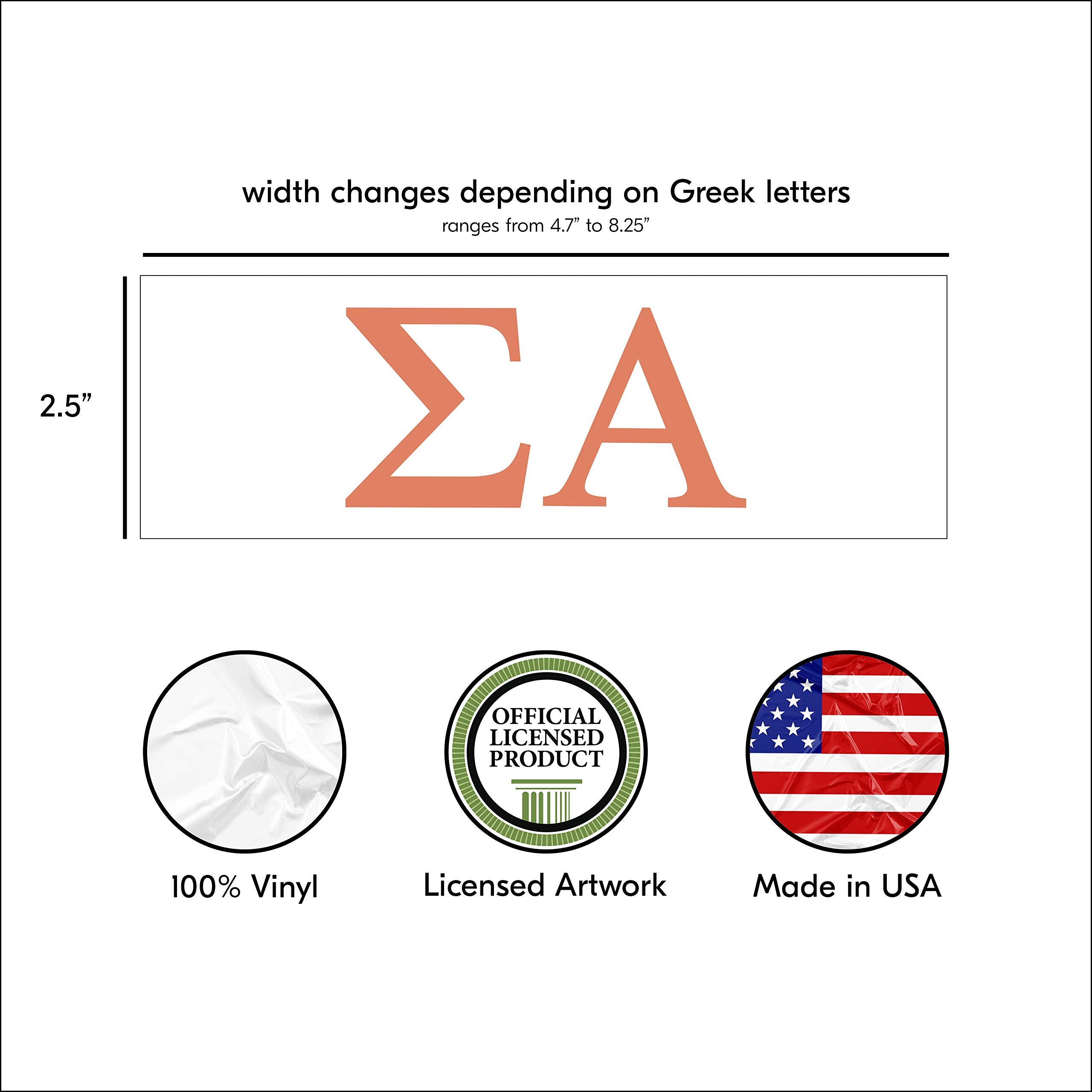 Pro-Graphx Sigma Alpha Greek Sorority Sticker Decal, 2.5 Inches Tall, Coral