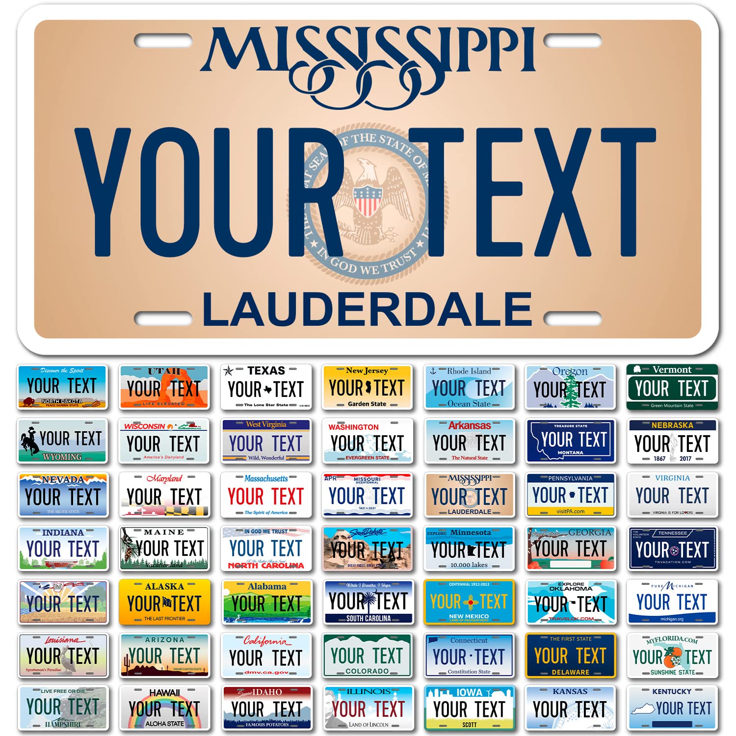 Sigo Signs Custom Mississippi License Plate - 6x12 Inches, Rust-Free Aluminum, Fade Resistant, Personalized Car Sign