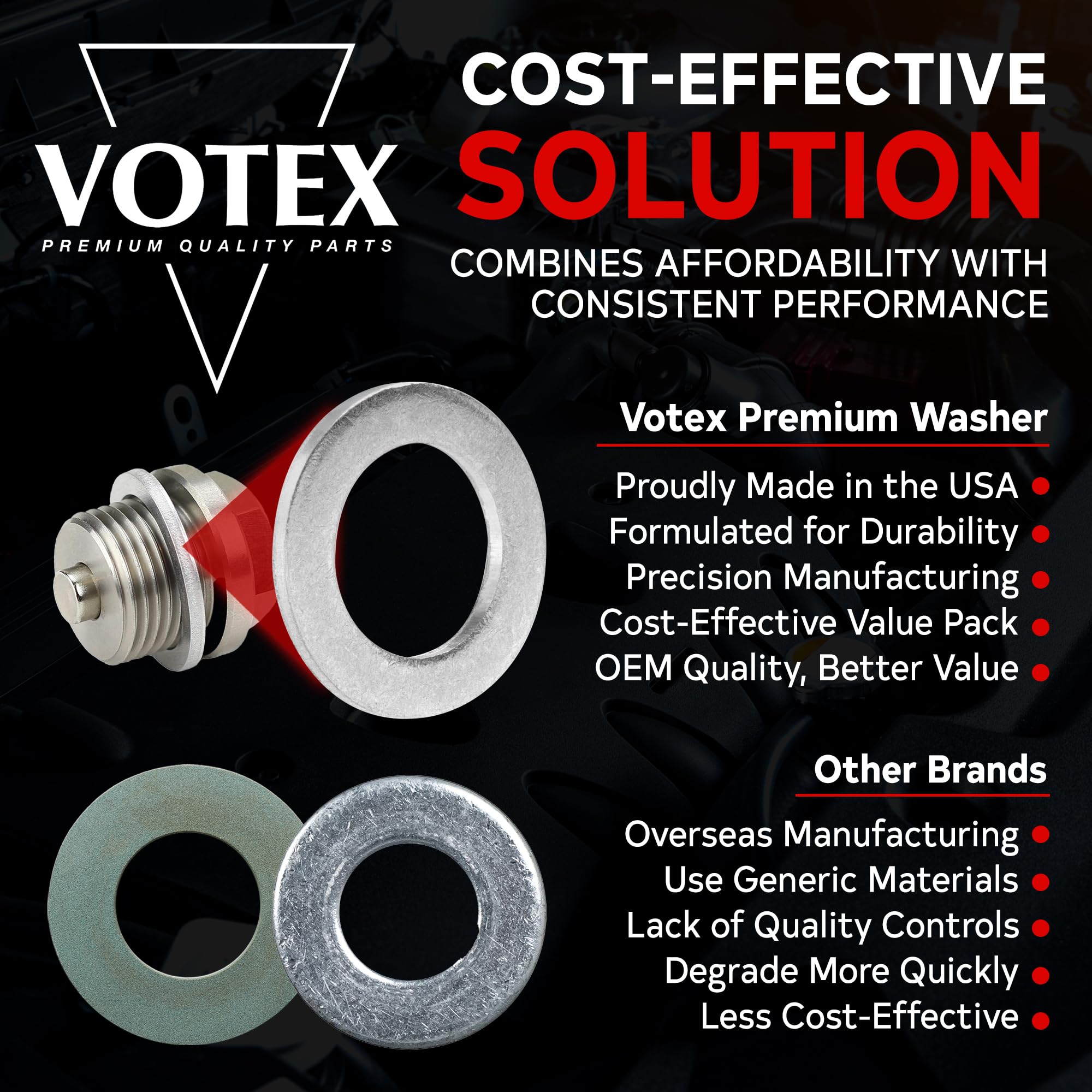 Votex - Made In Usa - Acwm14-20 Pack - M14 Aluminum Oil Or Coolant Crush Washers/Drain Plug Seal Ring Gasket