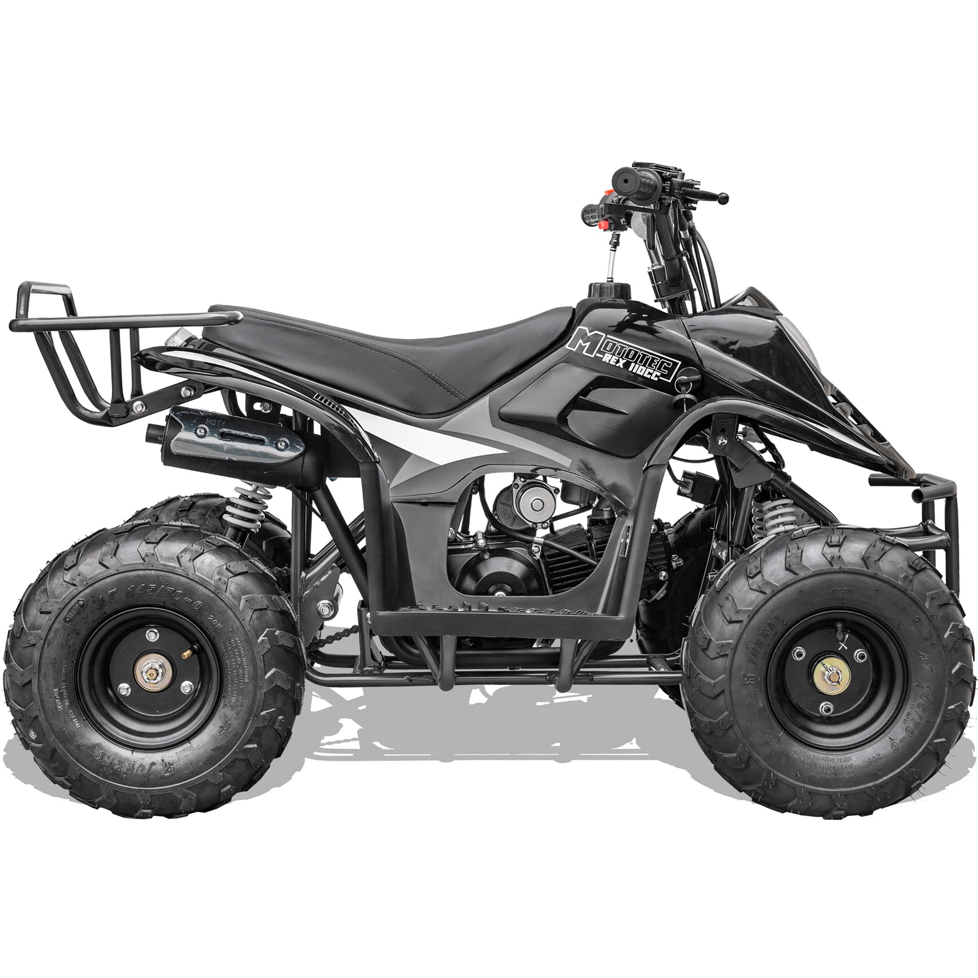 MotoTec Rex 110cc Kids Gas ATV, Alloy Steel, 49x29x32", Black
