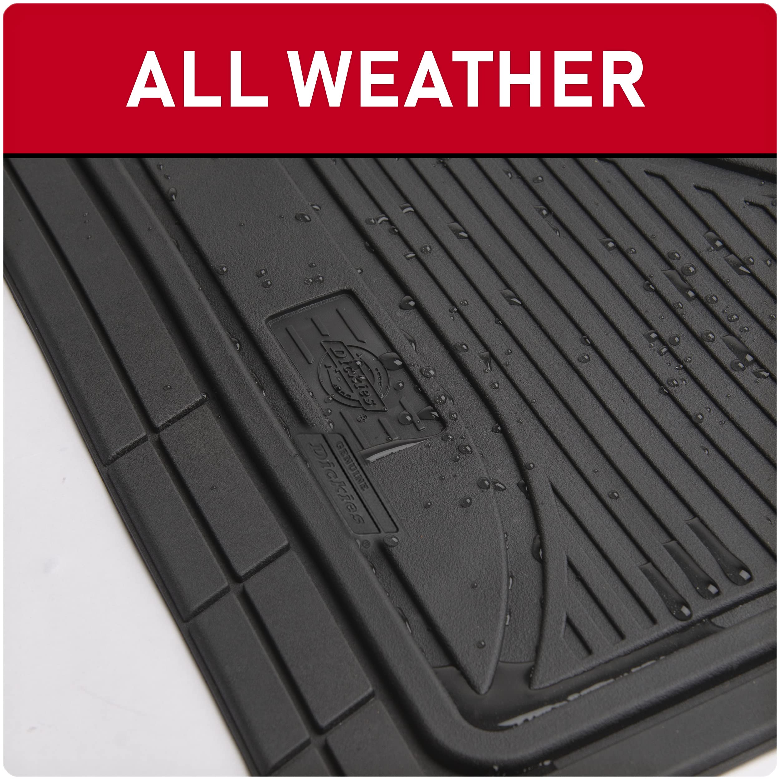 Dickies 4-Piece All-Weather Floor Mats, Trim-to-Fit Car Floor Mats, All-Weather Floor Mats for Cars, Trucks, and SUVs, Automotiv