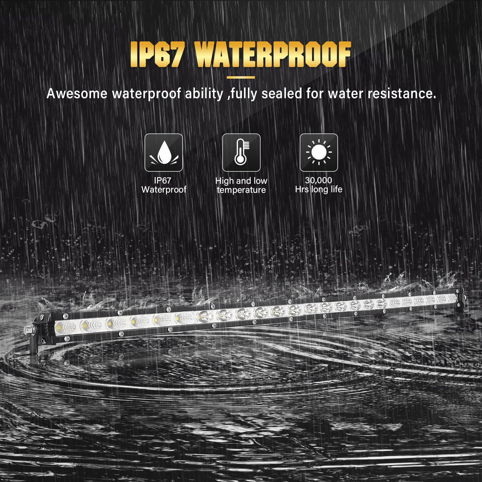 Skyworld 25 Inch 120W Single Row Led Light Bar Low Profile Ultra Thin Slim Mini Spot Flood Combo Beam Off Road Driving Lights Le