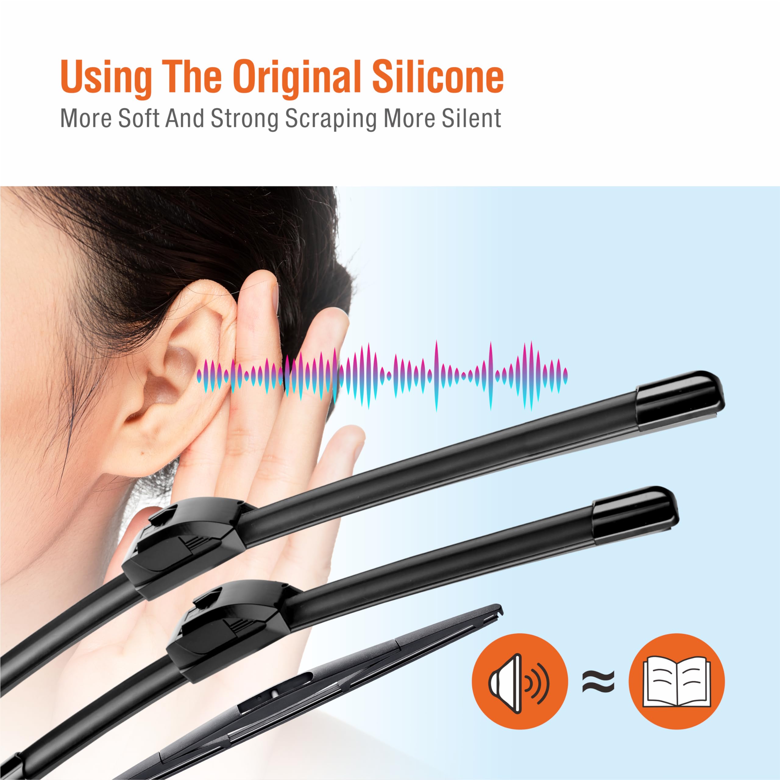 Wowiper Silicone Windshield Wiper Blades With Rear Wiper Blade For Subaru Forester 2009-2013/Legacy Outback 2005-2009, All-Seaso