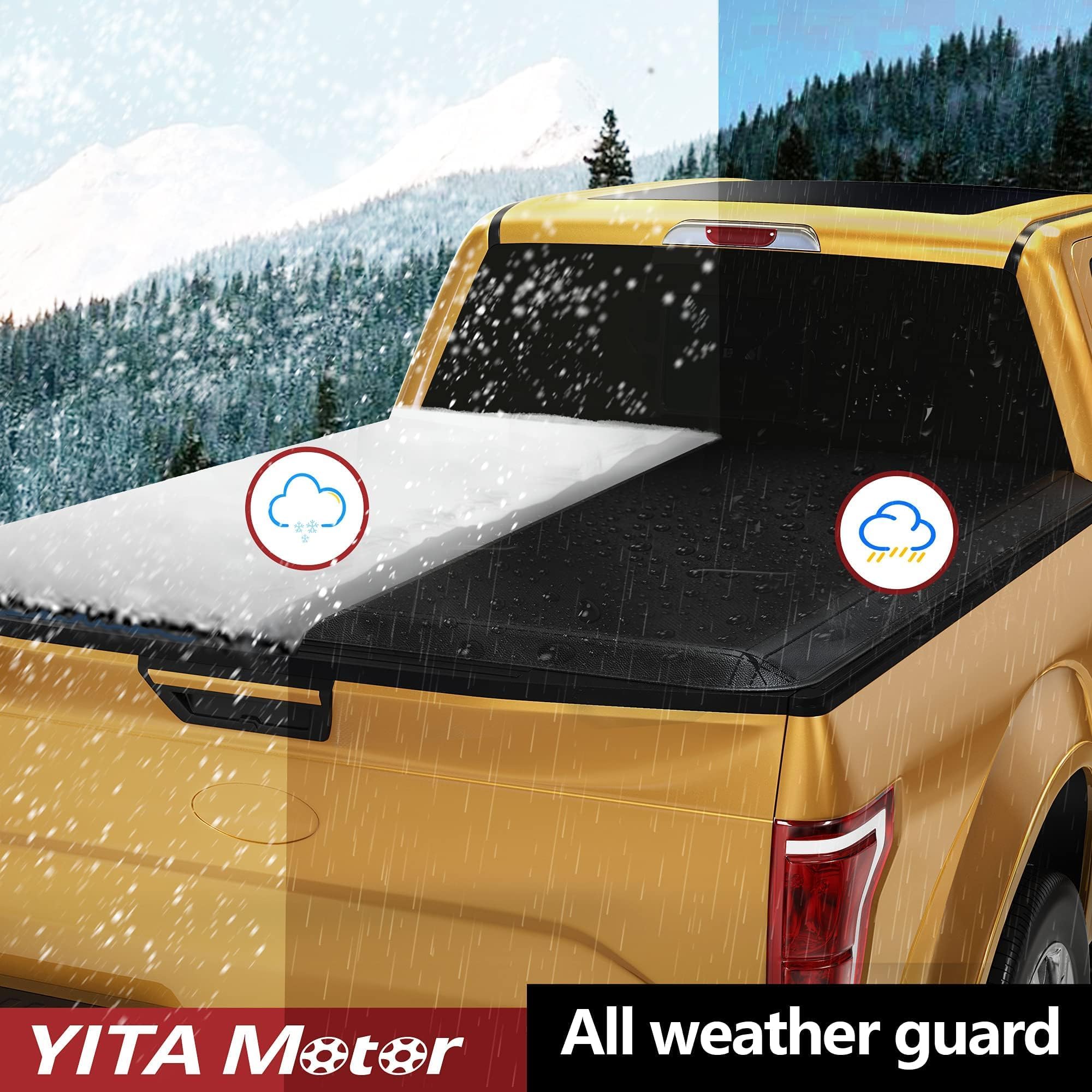 Yitamotor Soft Tri-Fold Truck Bed Tonneau Cover Compatible With 2009-2014 Ford F-150 5.5 Ft Bed