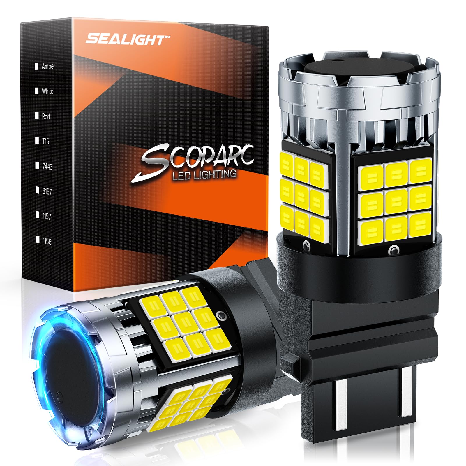 Sealight 3157 Led Bulb Reverse Light, 6500K White 600% Brighter 3156 4114 Led Bulbs, With Built-In Resistor, Anti Hyper Flash Er