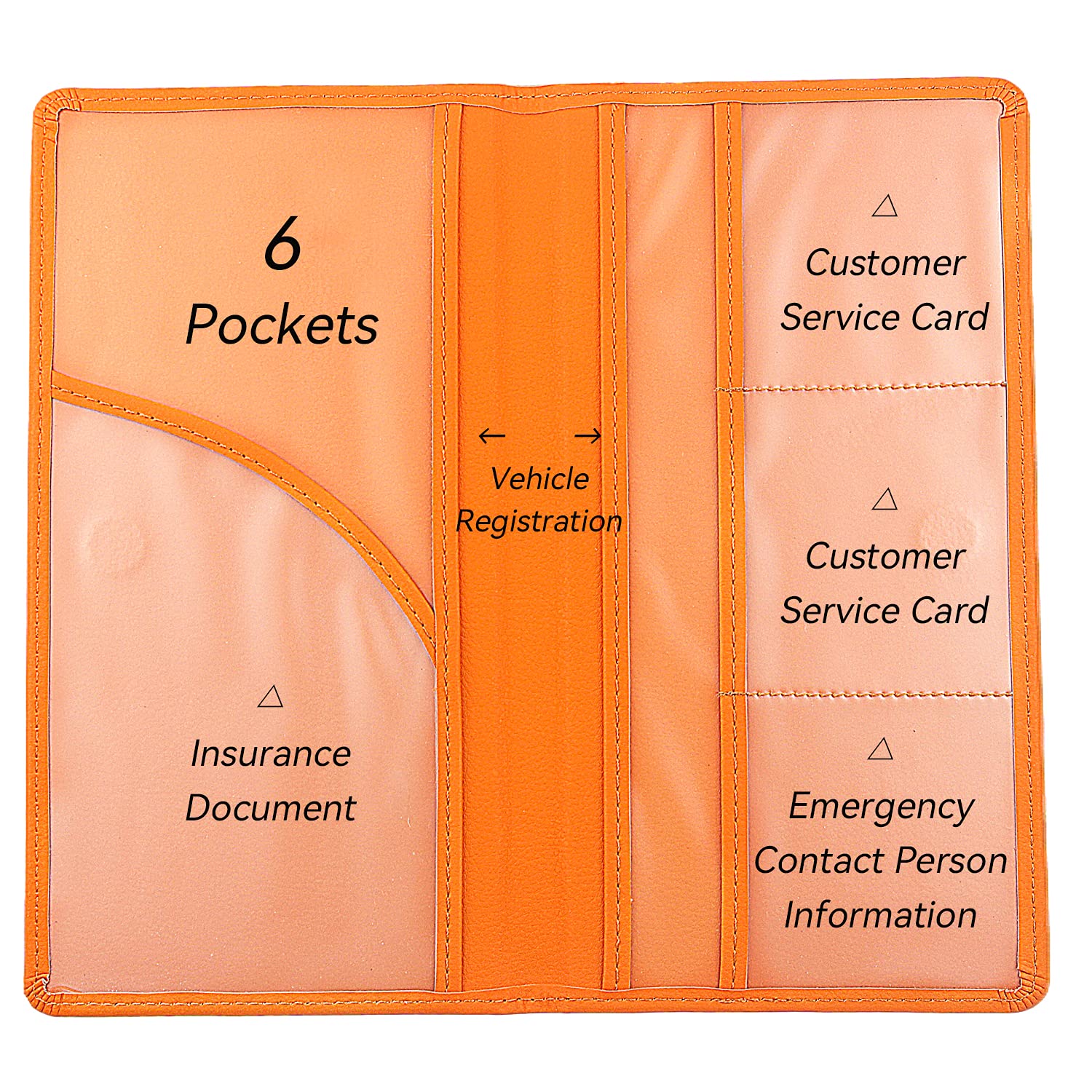 Miunice Car Registration And Insurance Holder, Premium Pu Leather Vehicle Glove Box Organizer, Prefect Car Essentials Wallet For Driver License, Cards & Essential Documents (L-Orange)