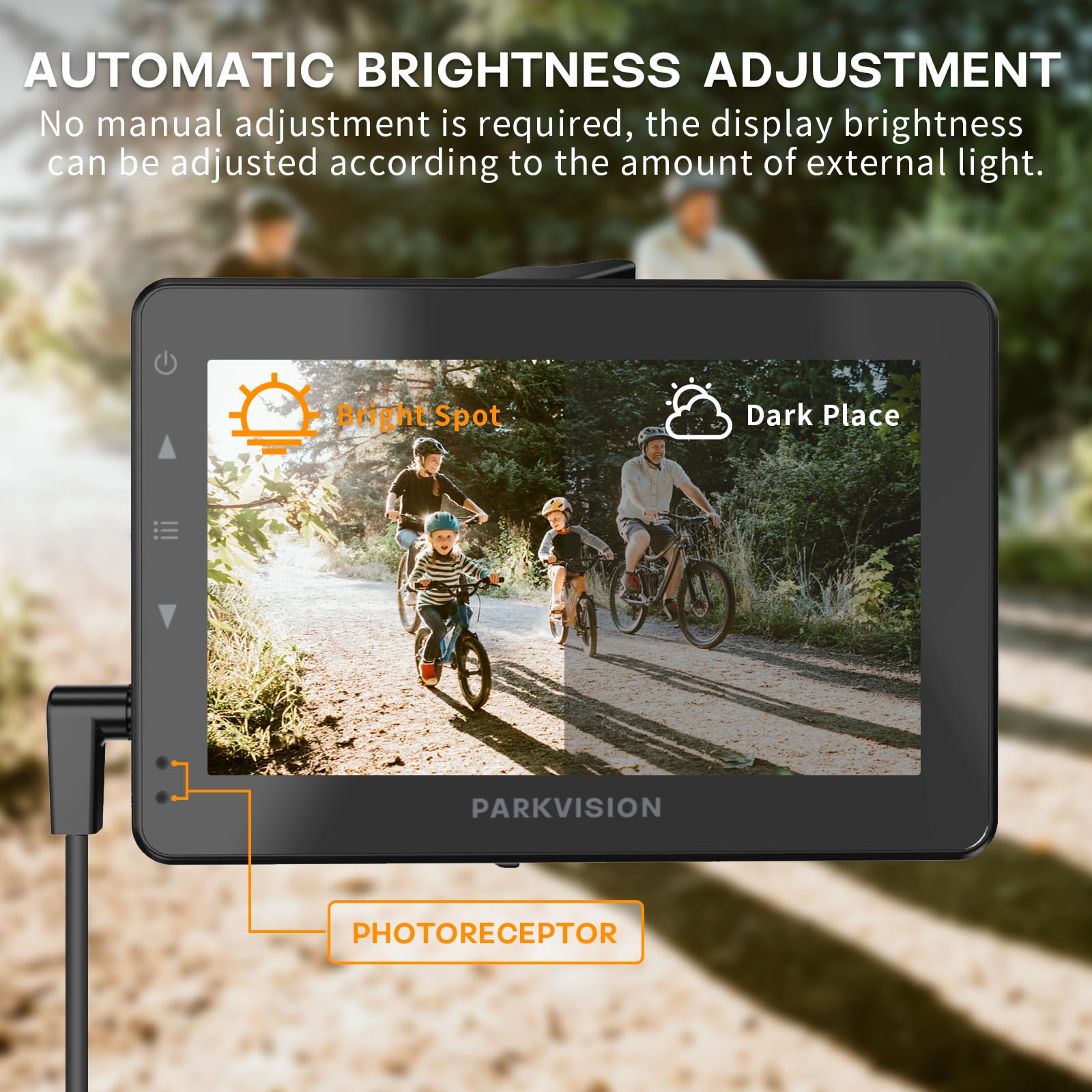 PARKVISION Bicycle Rear View Camera, 4.3'' HD 1080P Monitor, Auto Dim, 8000mAh Battery, Easy 3-Min Installation for Mountain & Road Bikes