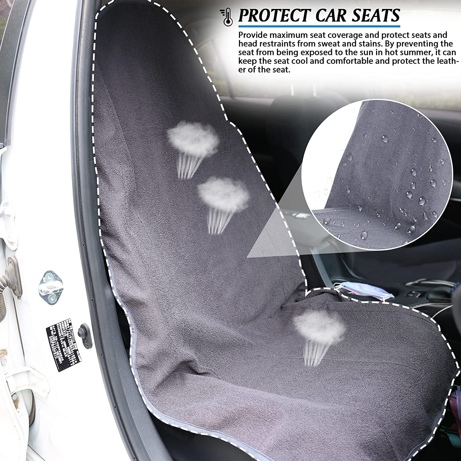 Deckaly Waterproof Sweating Car Seat Cover For Post Gym Workout, Running, Swimming, Beach And Hiking, Universal Fit Non-Slip Buc