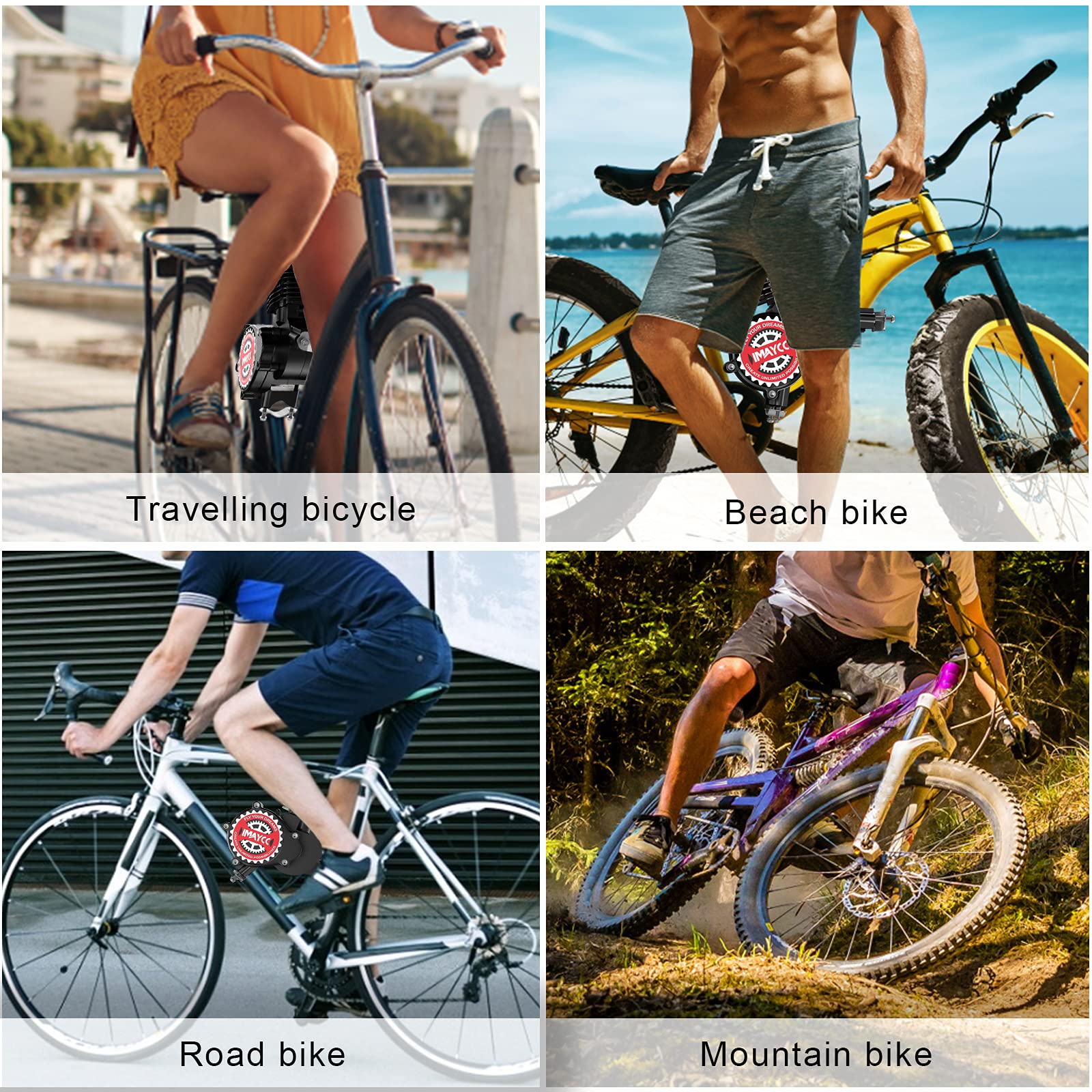 IMAYCC Bike Motor Kit 100cc Motorized Bike Kit 2 Stroke Gas Bicycle Engine Conversion Kit Fit for 26-28 Bikes (100CC Black)