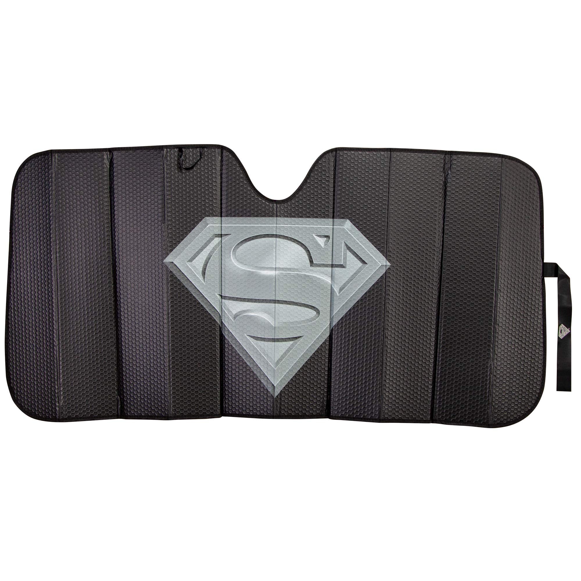 Plasticolor 003883R01 Superman DC Comics Logo Black Matte Finish Car Truck or SUV Front Windshield Sunshade