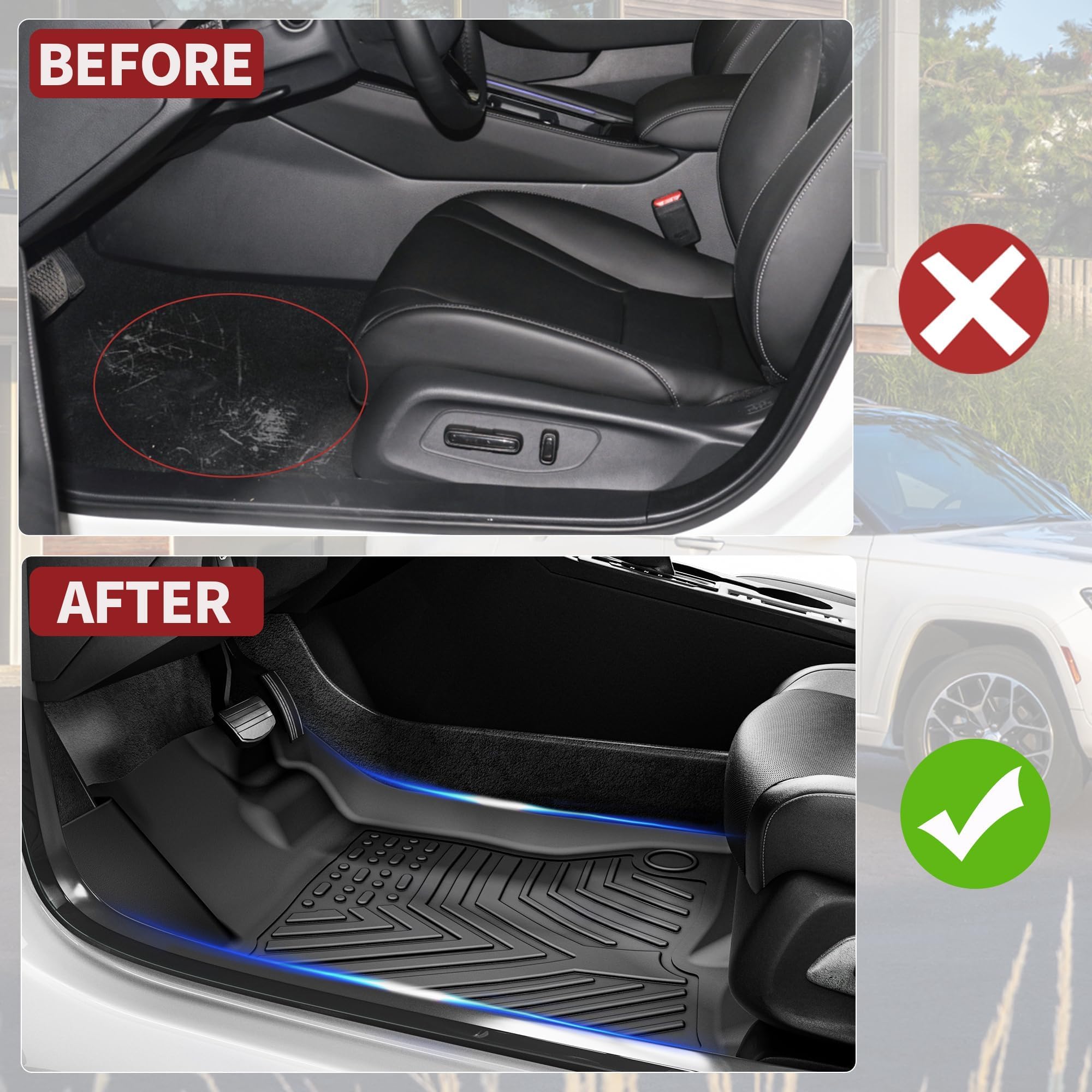 Yitamotor Floor Mats Set Fits For Chevrolet Equinox 2018-2024, Custom Fit Front & 2Nd Seat Cargo Liner Set - Black Tpe All-Weath