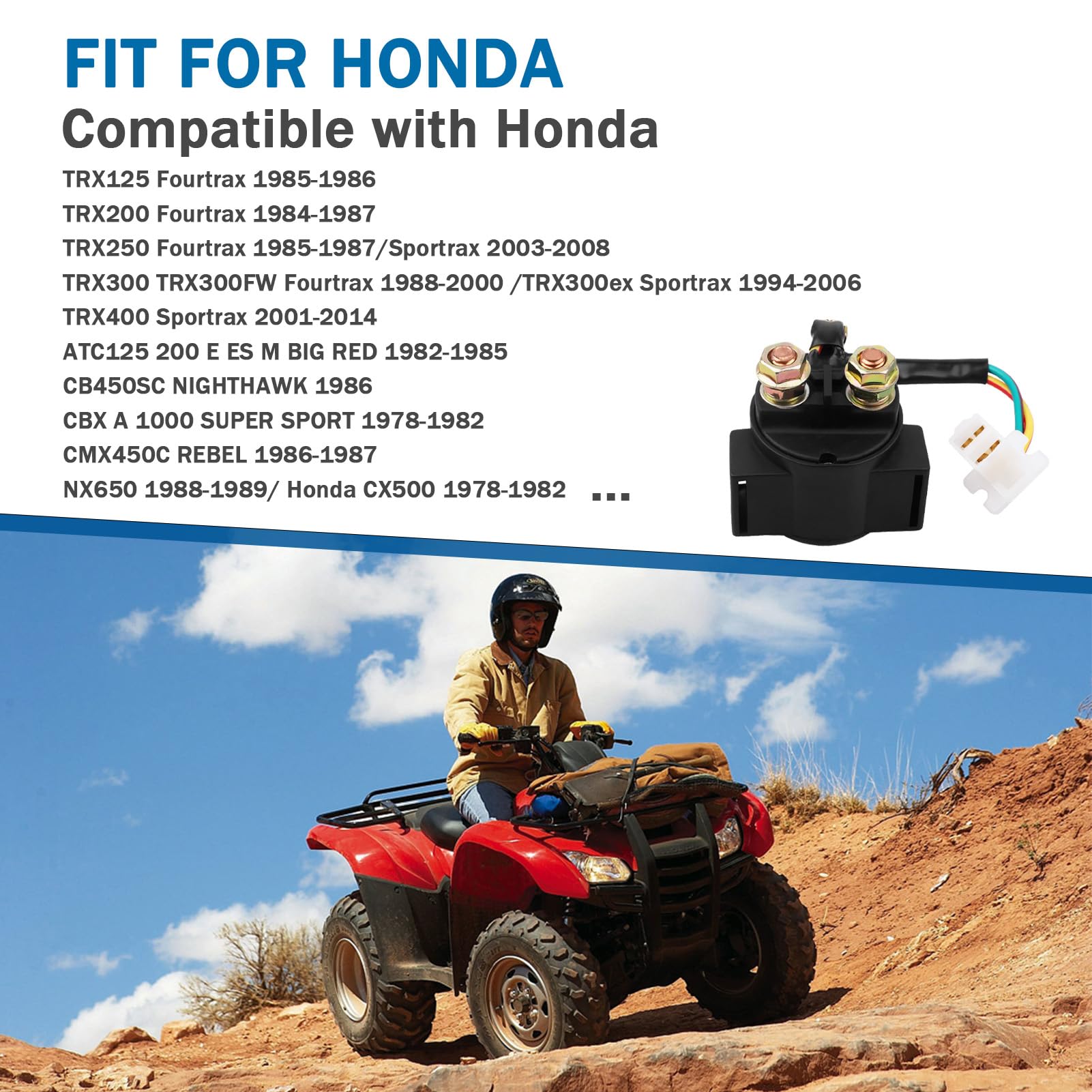 Starter Solenoid Relay for Yamaha Warrior 350 1987-2004 Big Bear 350 1987-1999 Wolverine 350 1996-2005 YFM 350 1996-2005 for Hon