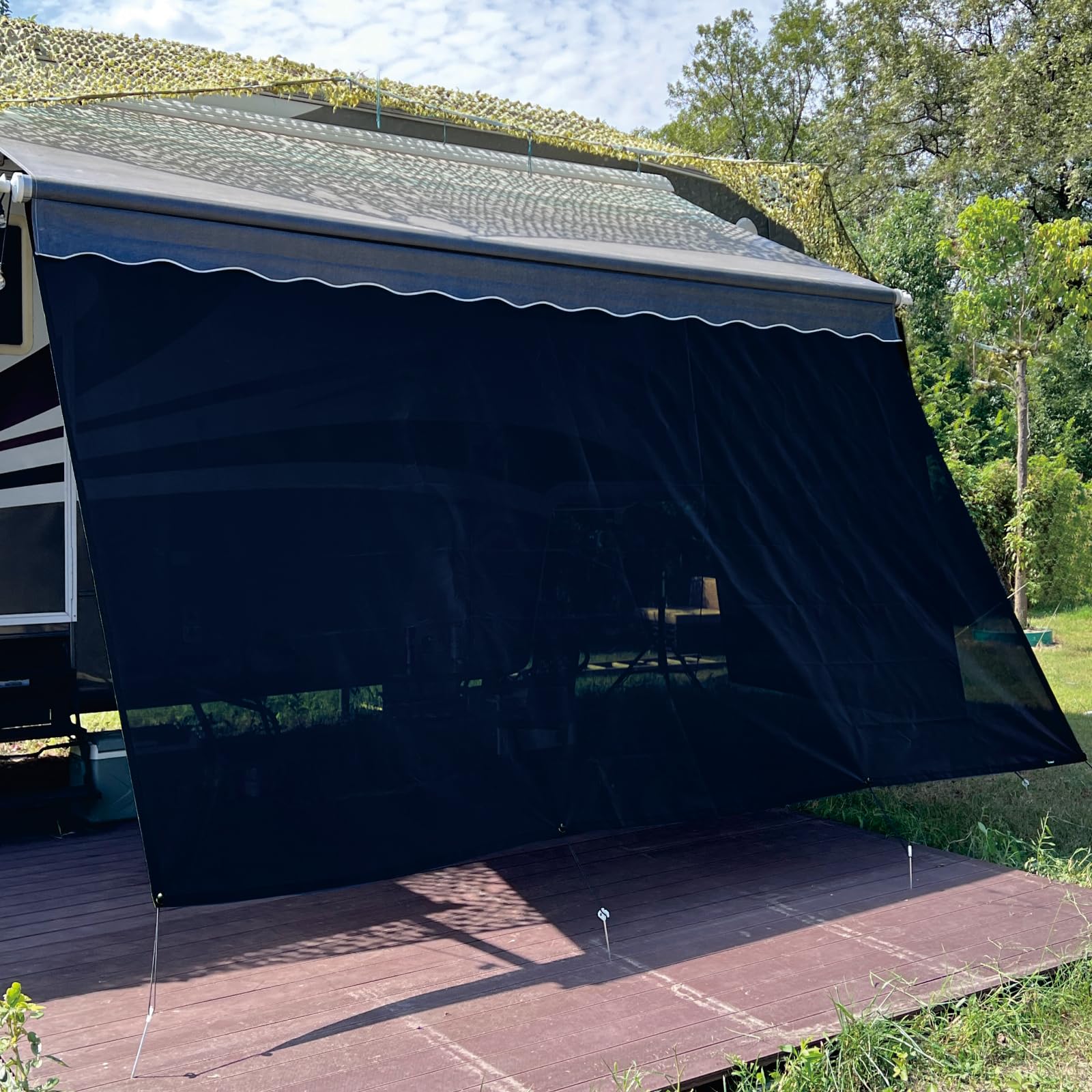 SHADEPLUS RV Awning Sun Shade Screen 8x173(Fit for 18 Awning),Black Mesh Shade Screen Without Zipper,Universal Trailer Camp