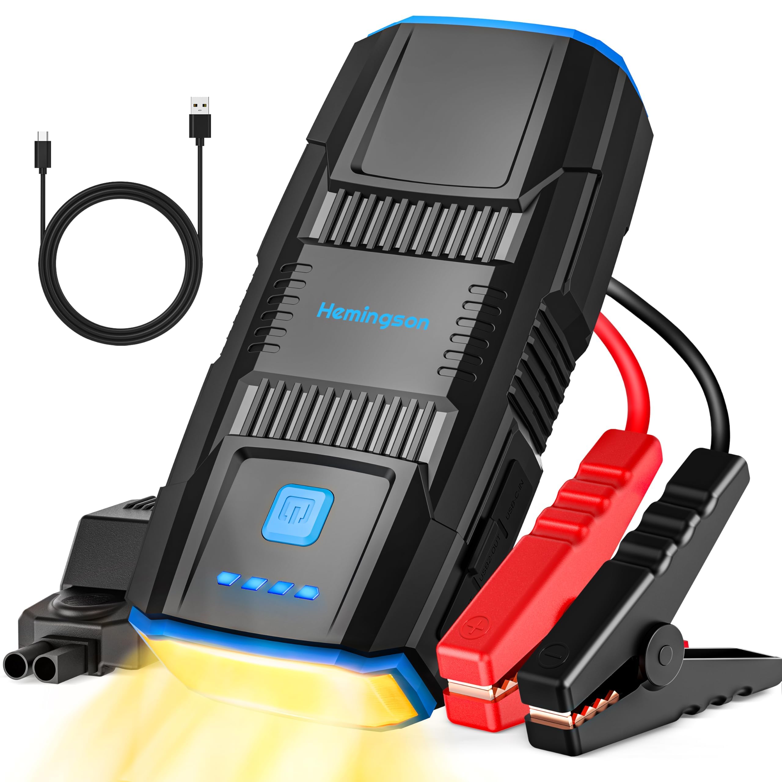Car Jump Starter, HEMINGSON 2000A Peak Battery Jump Starter Portable 12V Jump Box for Vehicles 7.0L Gas and 5.5L Diesel Engines 