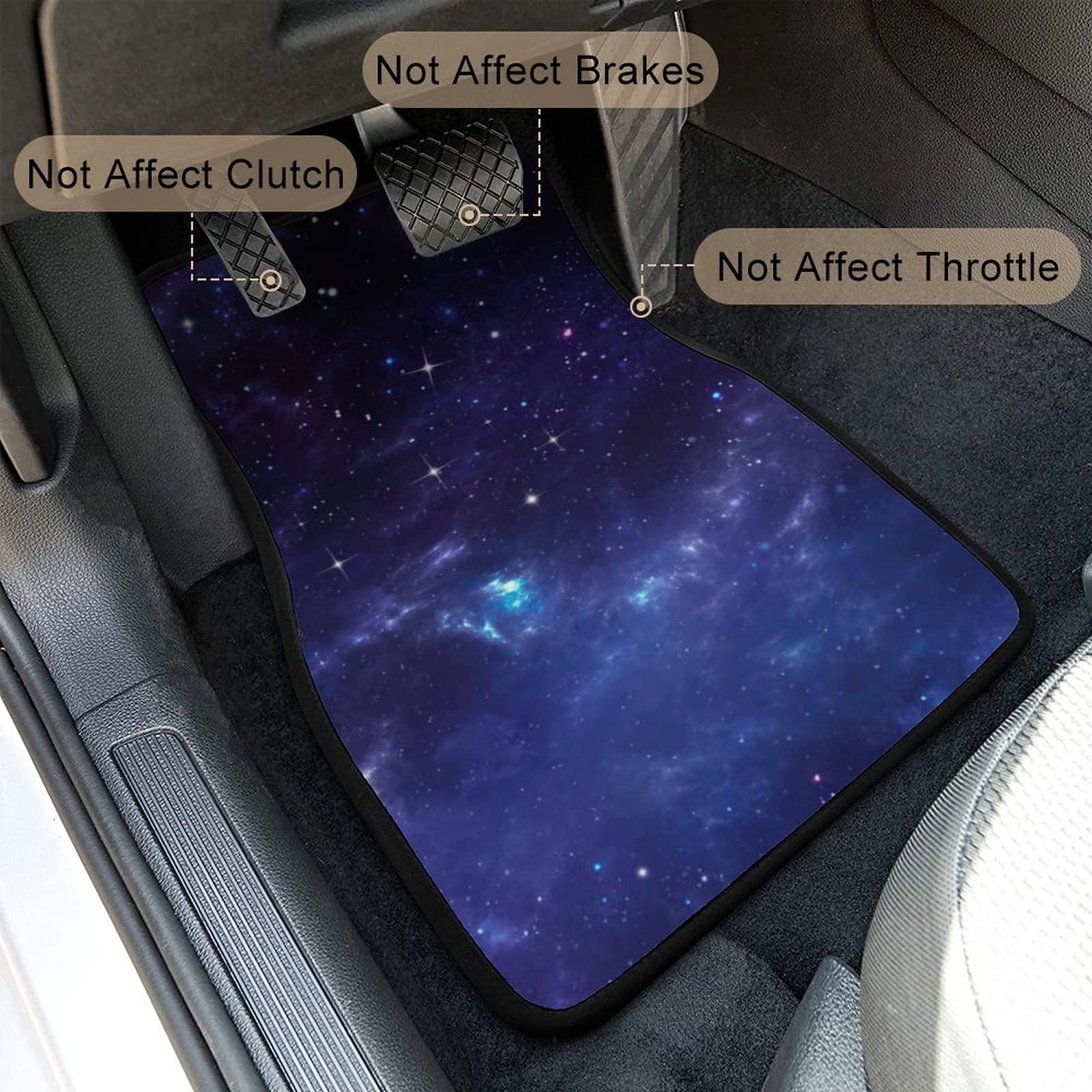 Blue Galaxy Car Floor Mats Set of 4,Beautiful Starry Night Print Outer Space Galaxy Vehicle Front Rear Carpets Non-Slip Car Floo