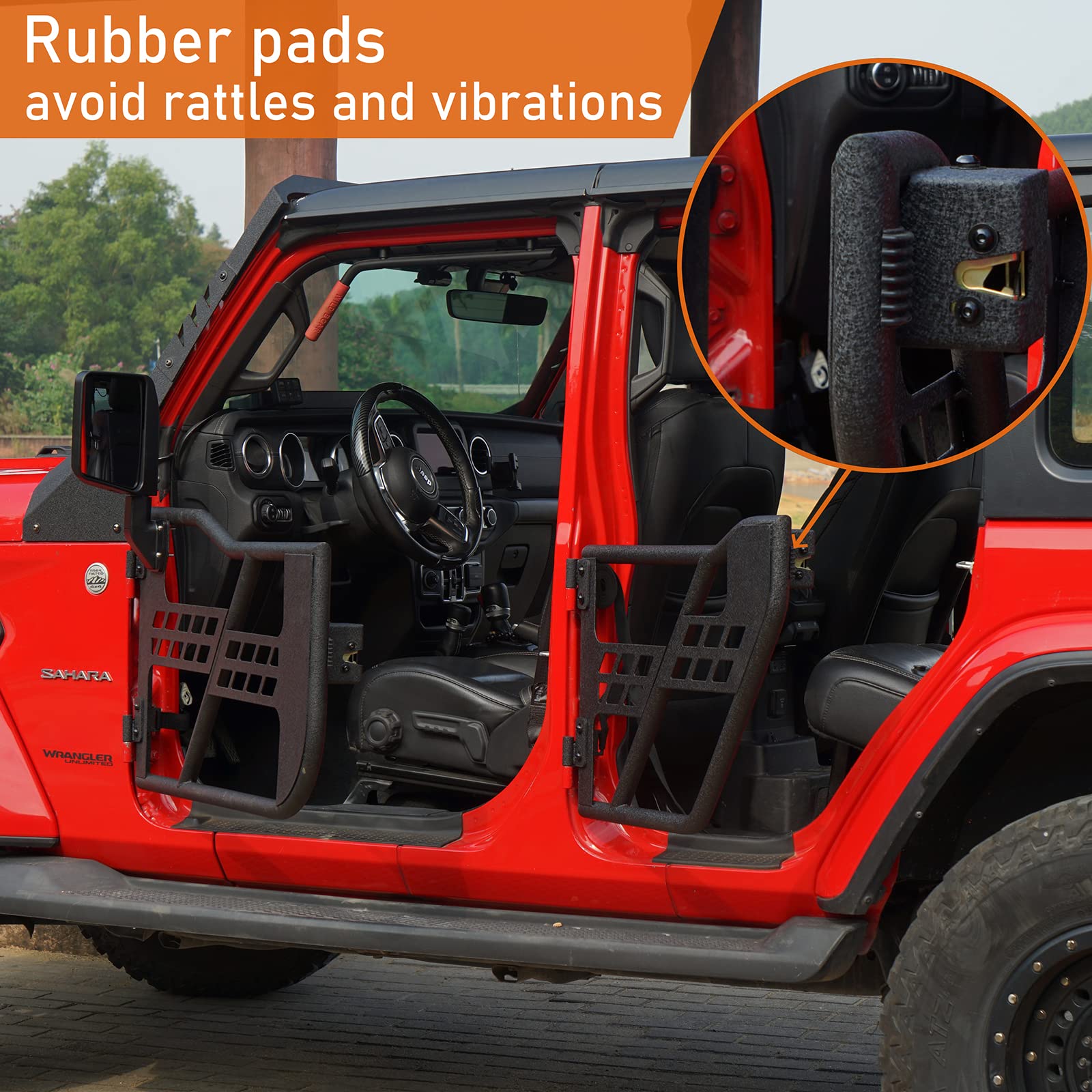 Hooke Road Wrangler Jl Gladiator 4 Doors Tube Half Door Guards For Jeep Wrangler Jl Unlimited | Gladiator Jt 2018 2019 2020 2021 2022 2023 2024