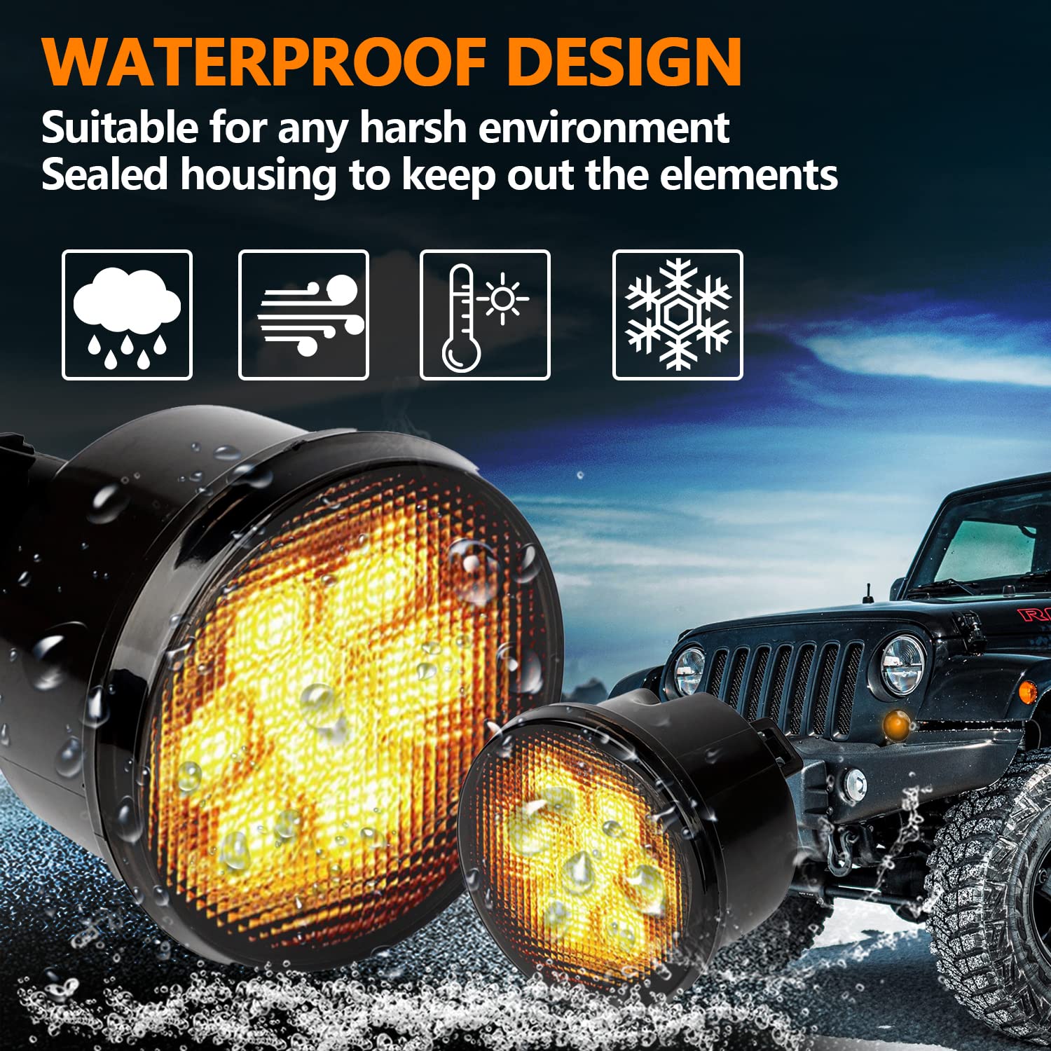 B.Zssy Jk Turn Signal Lights Assembly Compatible With 2007-2018 Jeep Wrangler Jk & Wrangler Unlimited, Led Front Indicator Blink
