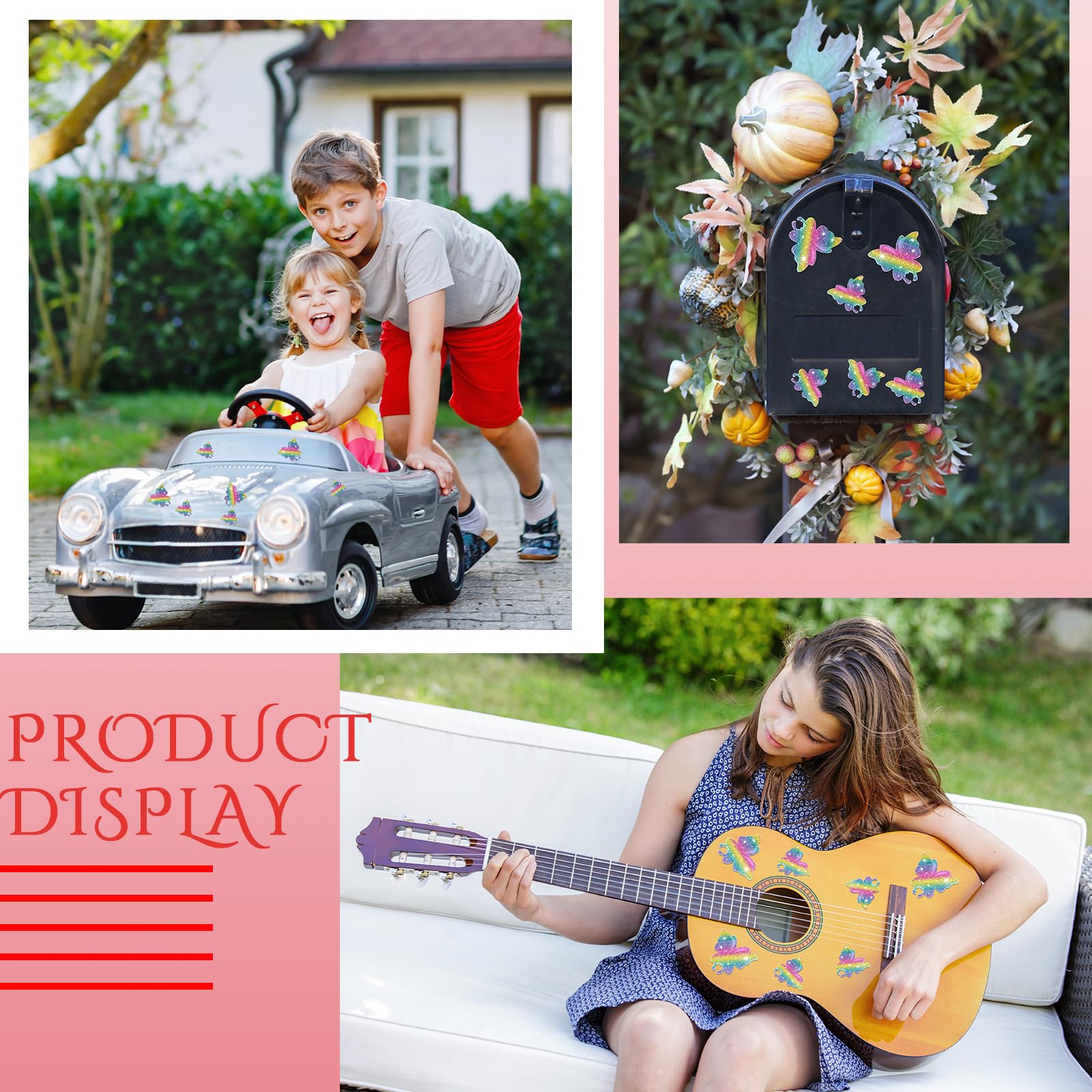 Frienda 8 Pcs Bling Butterfly Car Decals Women Crystal Rhinestone Shiny Butterfly Stickers Accessories For Car Body Bumper Windo