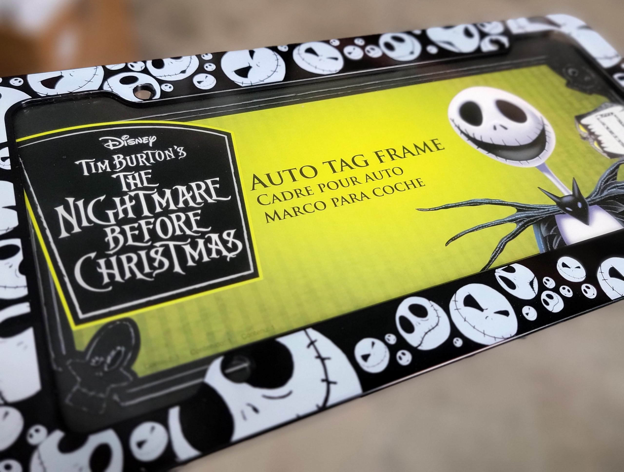 Nightmare Before Christmas Jack Skellington License Plate Frame 2-Pack Bundle | Durable Plastic Design for Cars & Trucks | Inclu